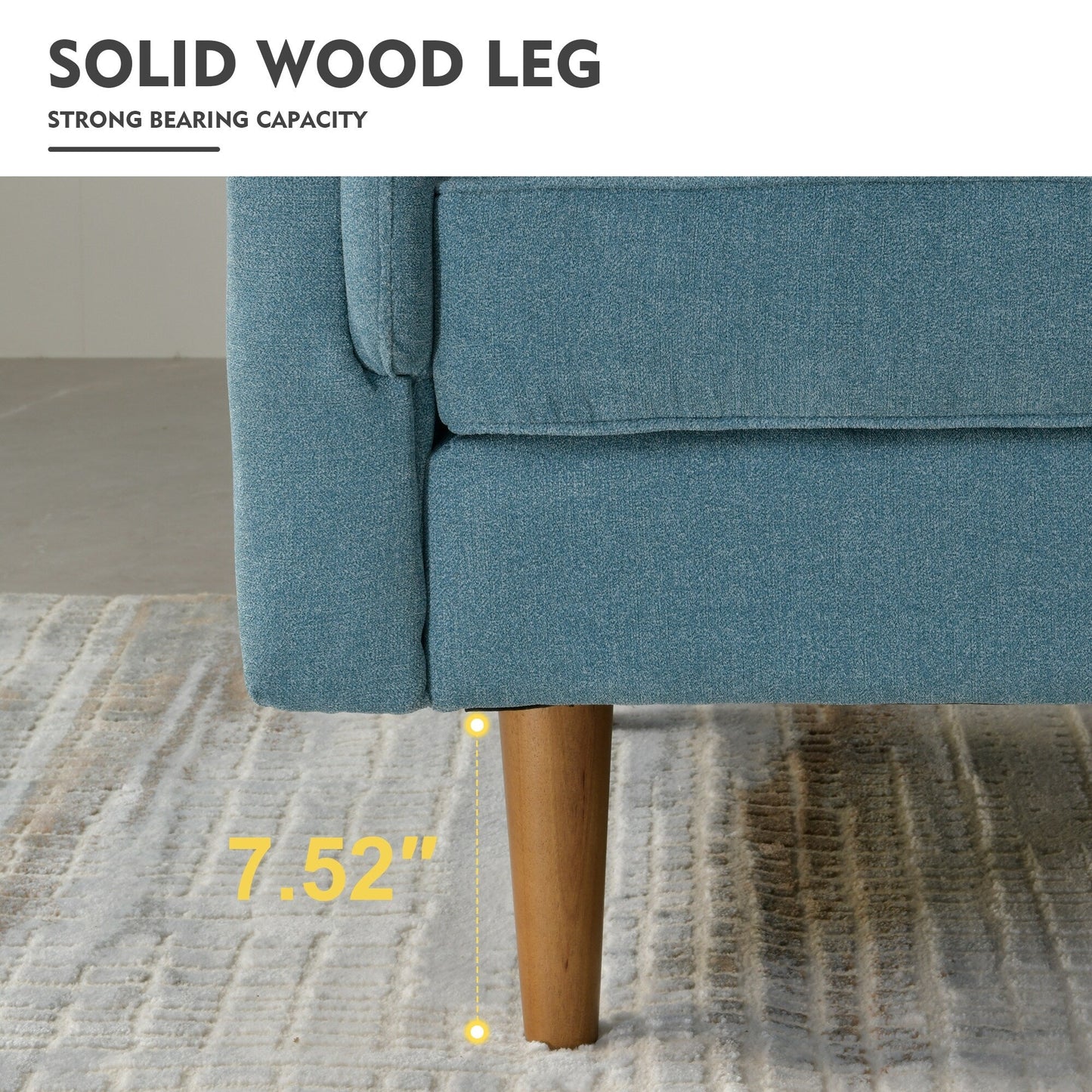 HOOOWOOO Living Room Furniture 71 Modern Upholstered Fabric 3-Seater Sofa