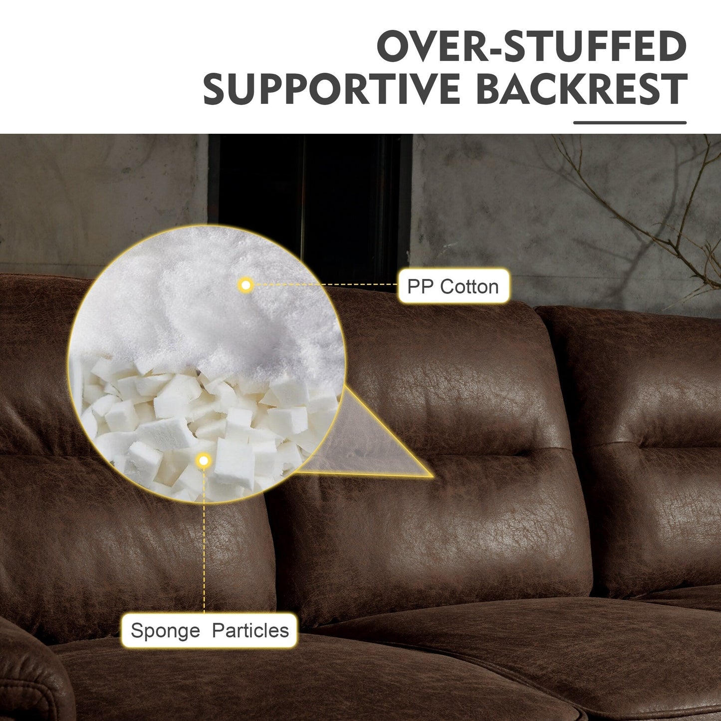 HOOOWOOO Living Room Furniture 71 Modern Upholstered Fabric 3-Seater Sofa
