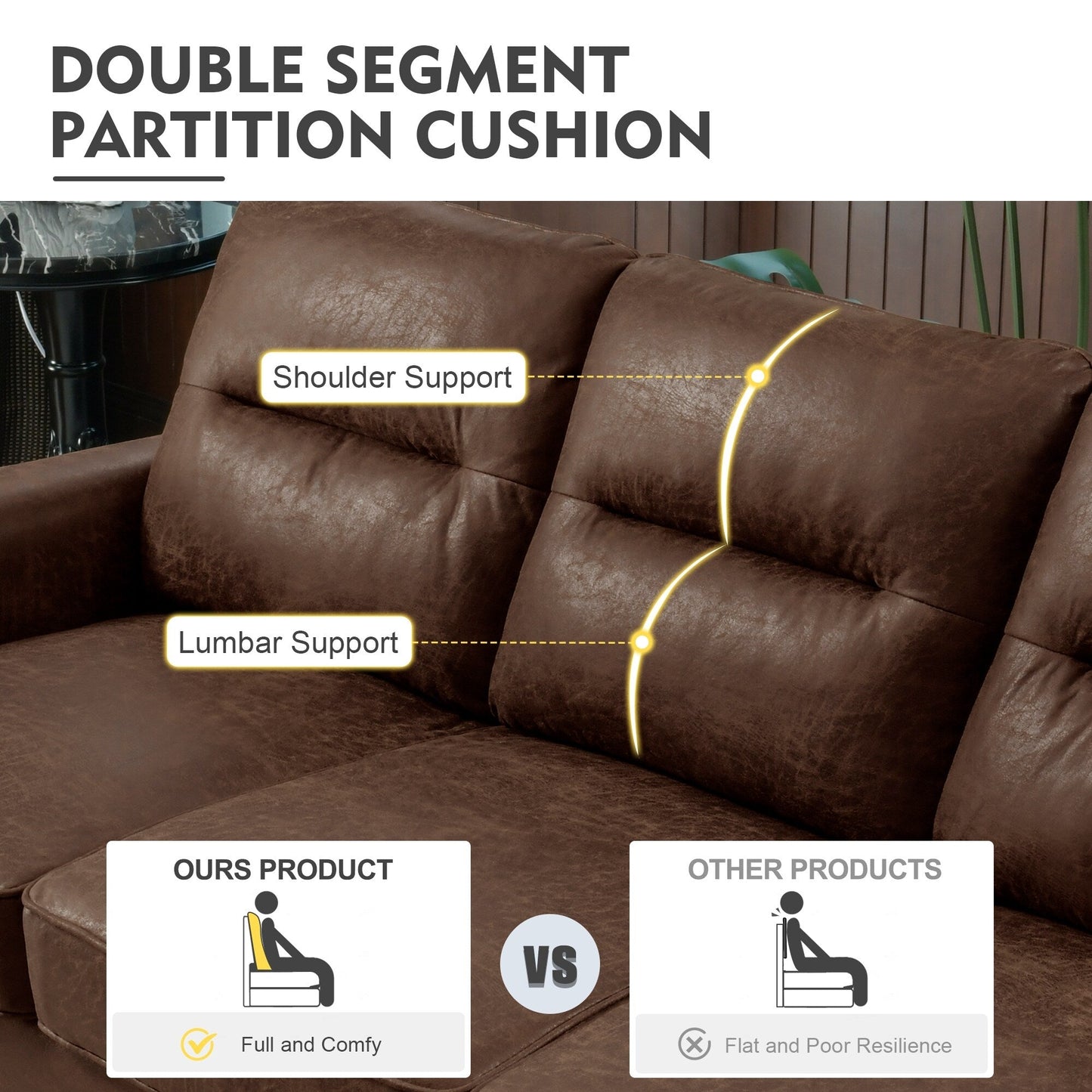 HOOOWOOO Living Room Furniture 71 Modern Upholstered Fabric 3-Seater Sofa