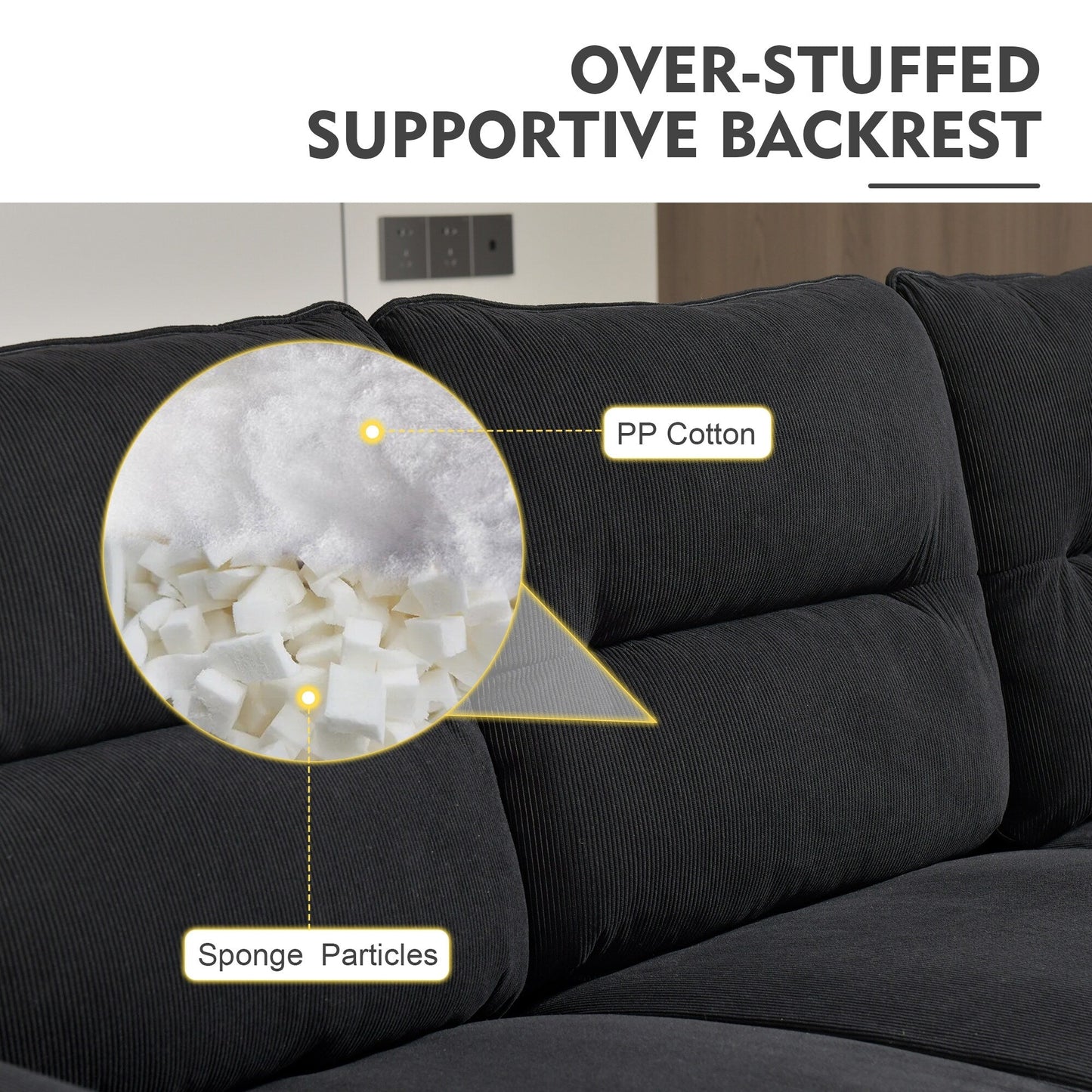 HOOOWOOO Living Room Furniture 71 Modern Upholstered Fabric 3-Seater Sofa