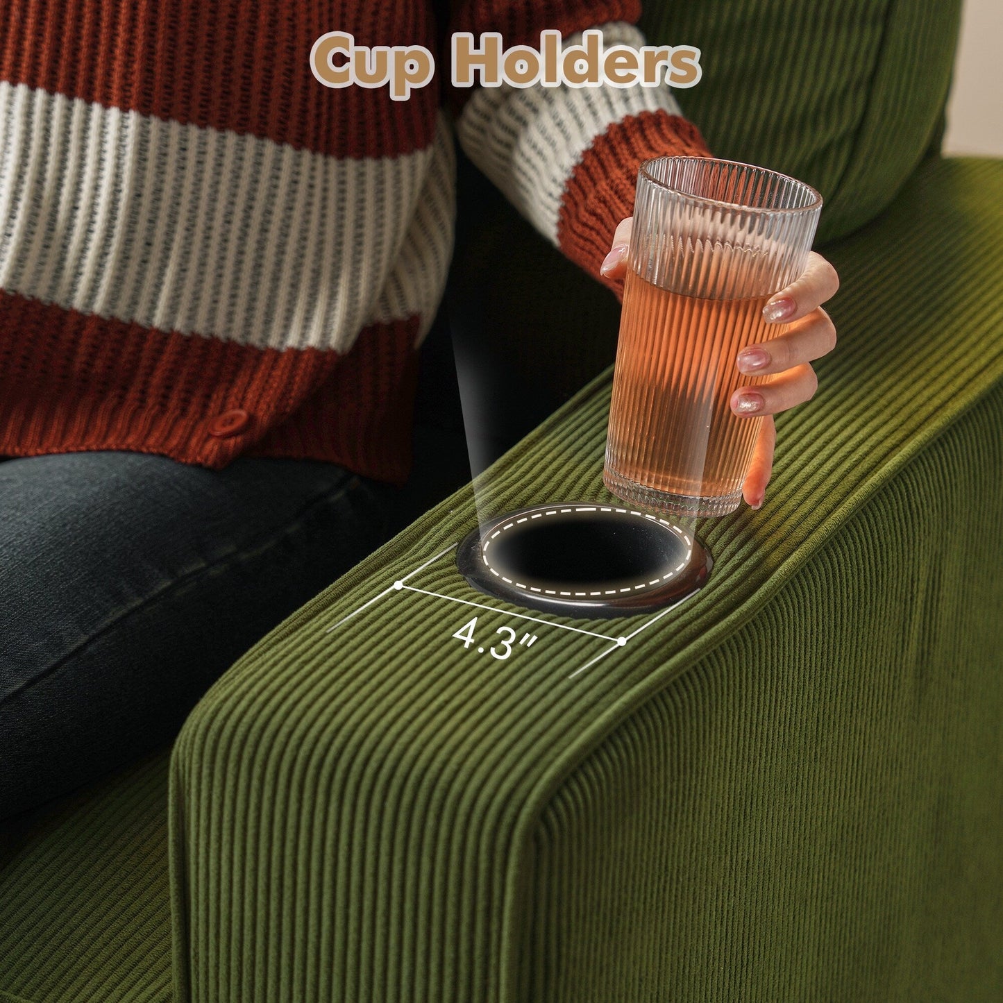 HOOOWOOO Living Room Furniture Modern Corduroy Upholstered Sofa Couch