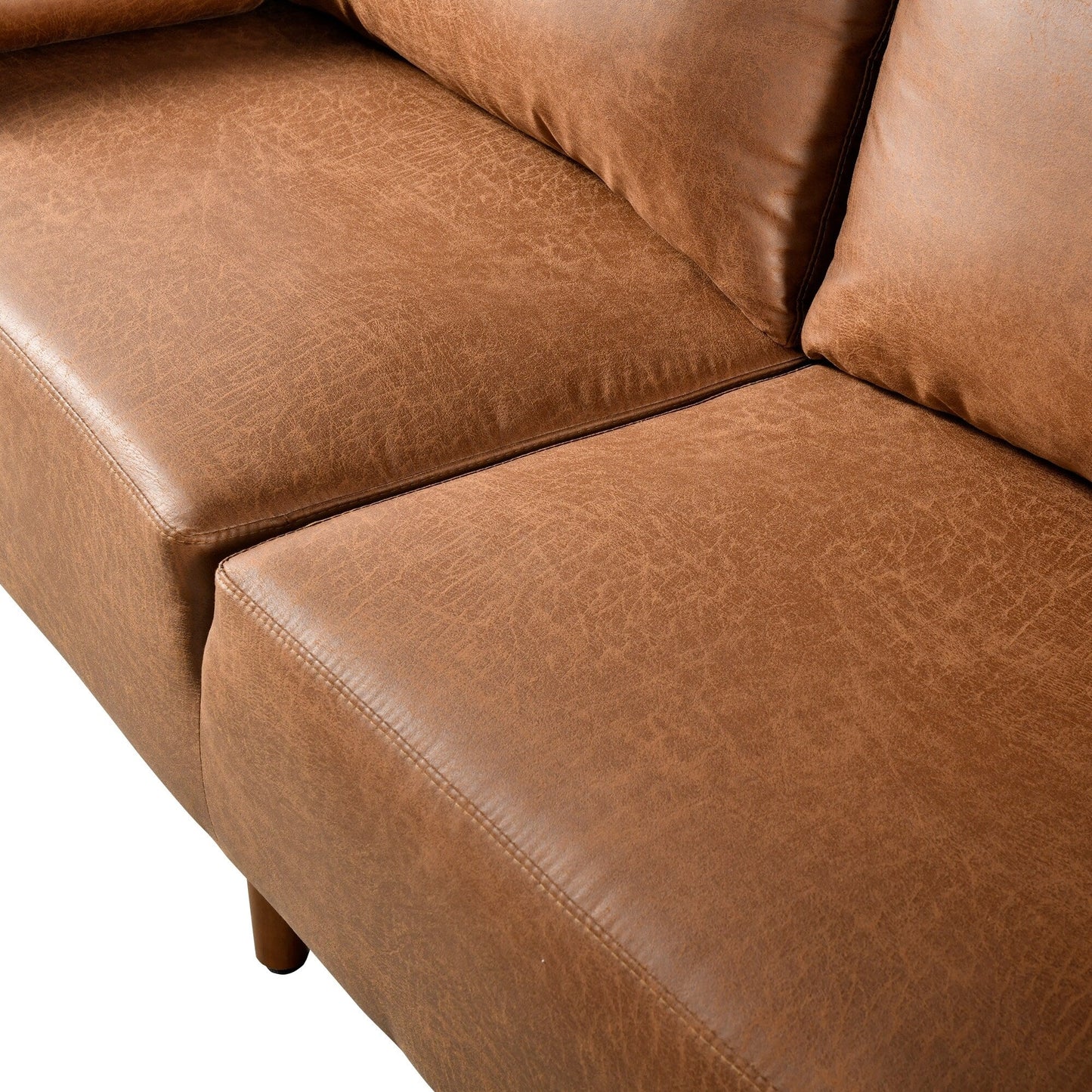 HOOOWOOO Mid-Century Modern Upholstered Sofa Couch with Rolled Pillows