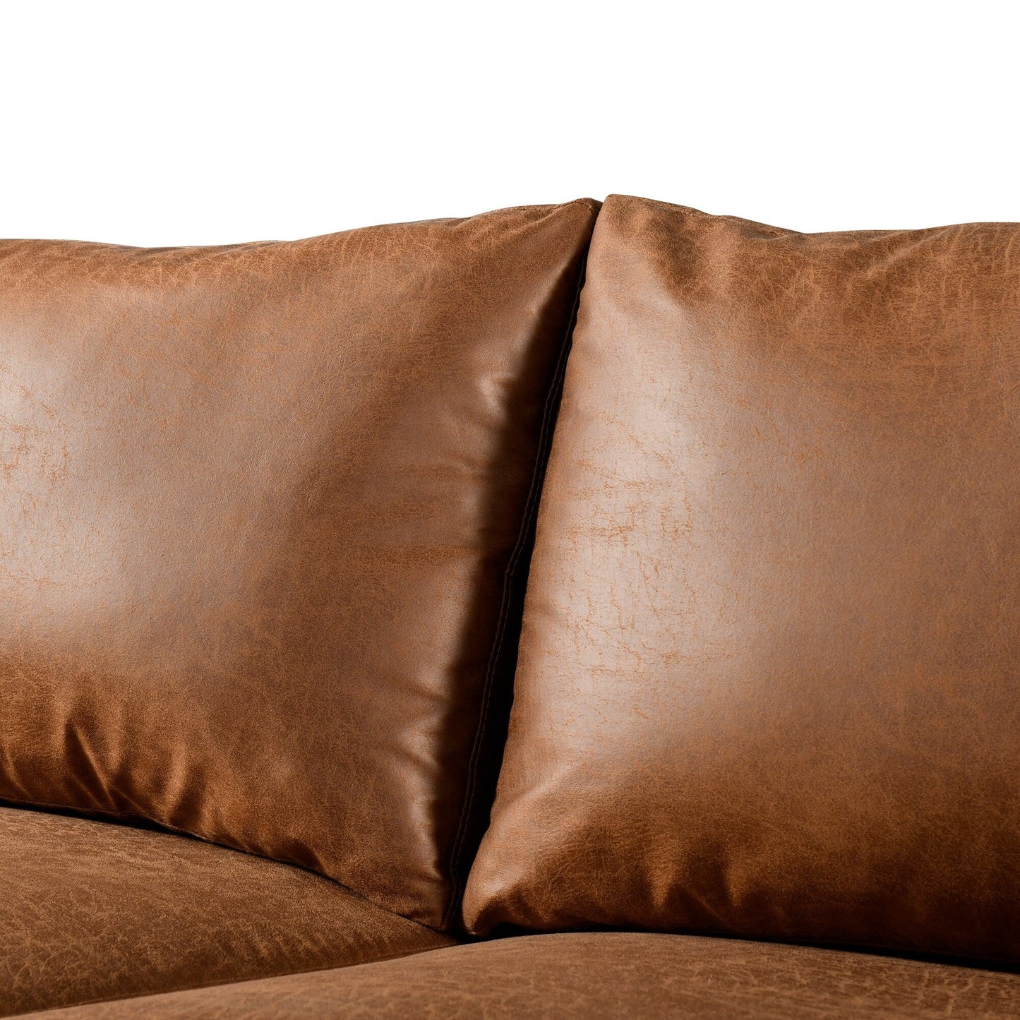HOOOWOOO Mid-Century Modern Upholstered Sofa Couch with Rolled Pillows