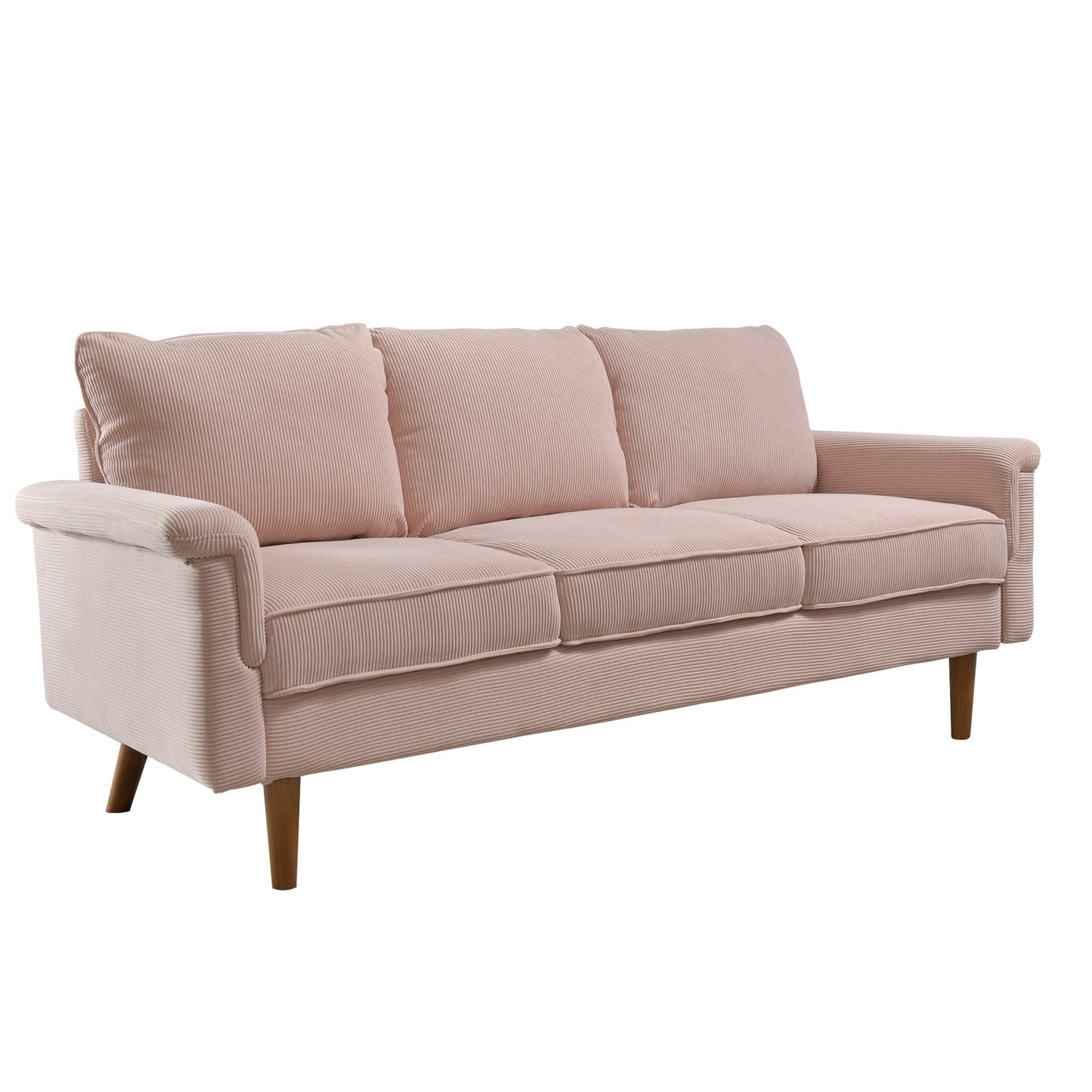 HOOOWOOO Modern 3 Seater Polyester Fabric Sofa Couch with Wide Armrest