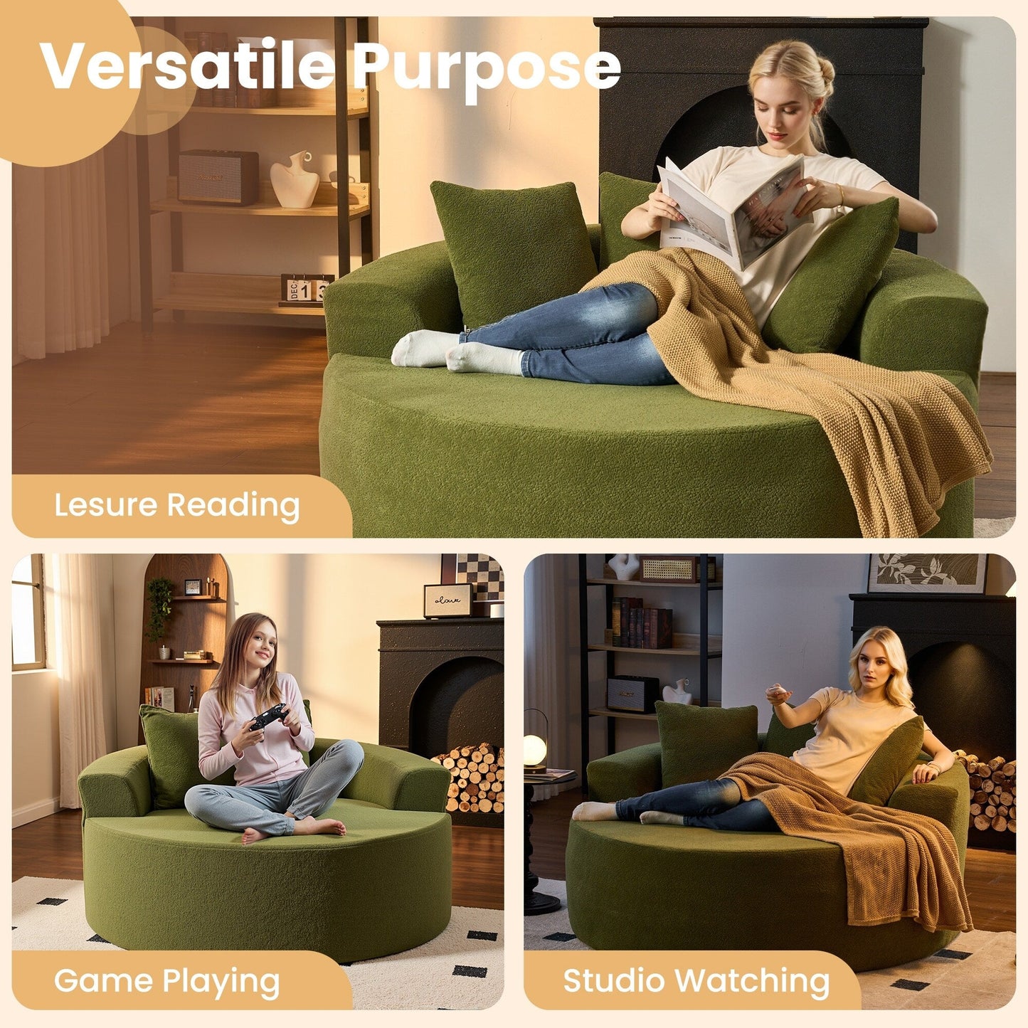 HOOOWOOO Modern Corduroy Fabric Floor Sofa