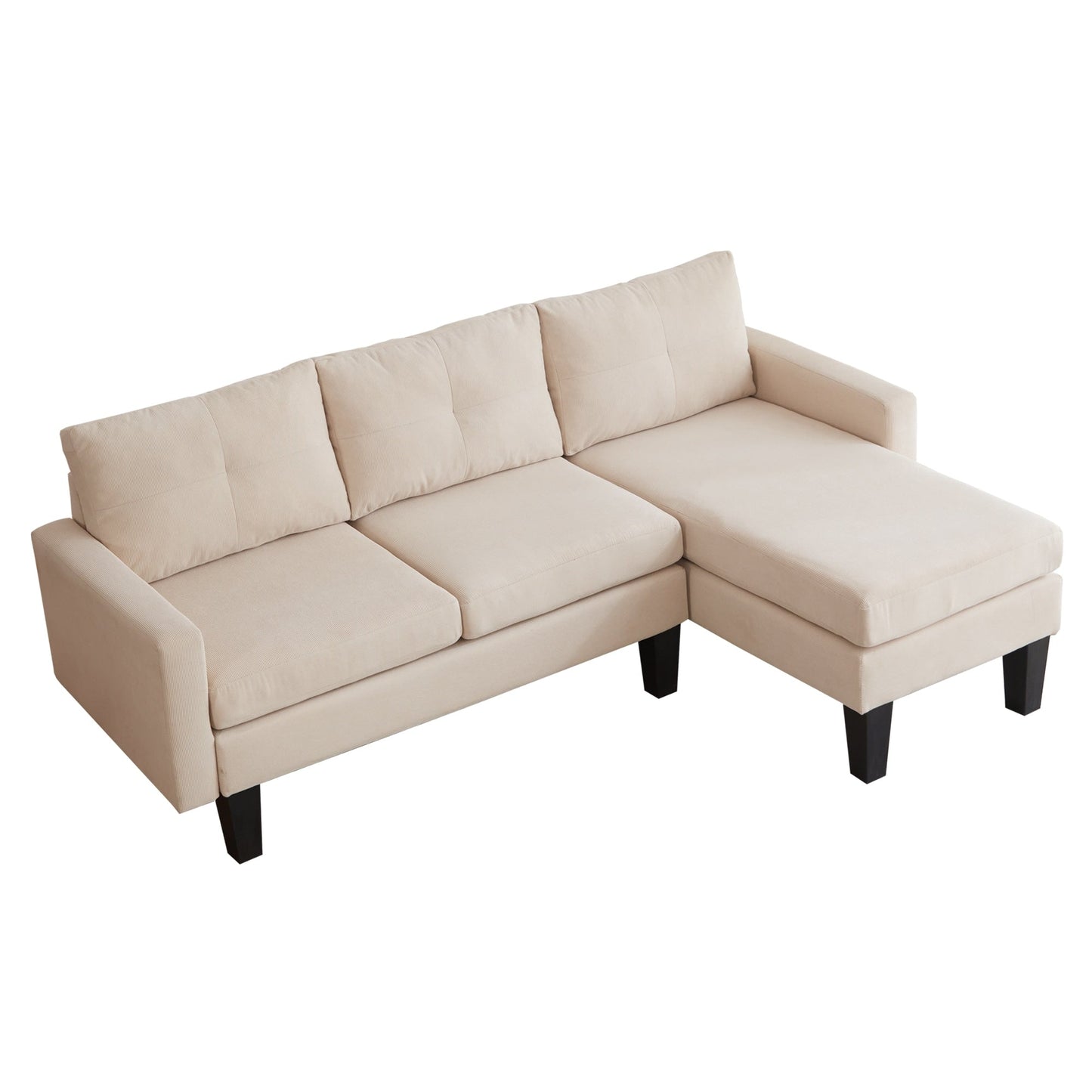 HOOOWOOO Modern L-shaped Corduroy Fabric Chaise Sofa