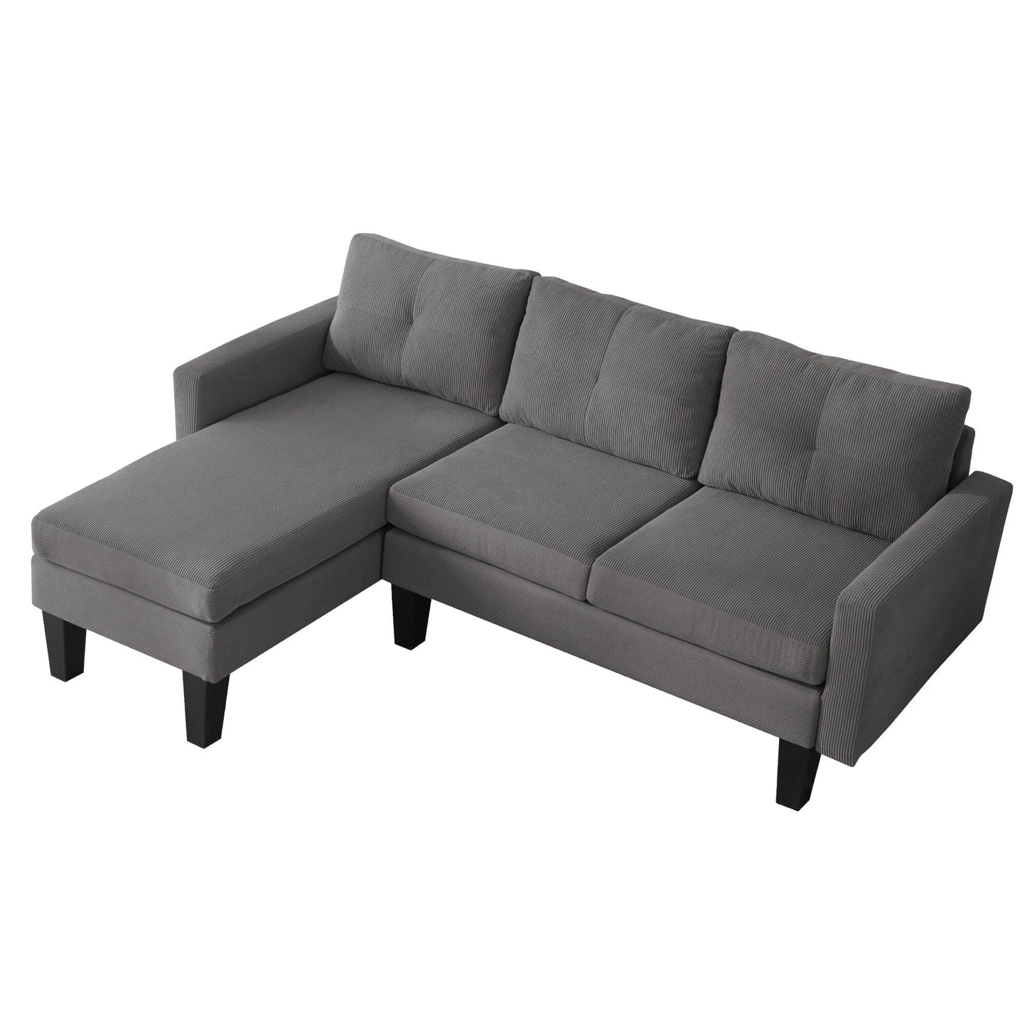 HOOOWOOO Modern L-shaped Corduroy Fabric Chaise Sofa