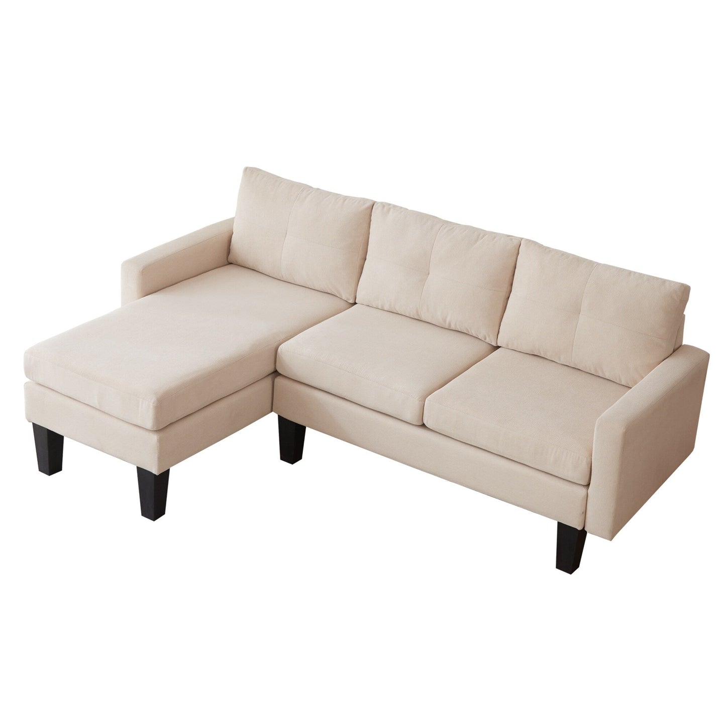 HOOOWOOO Modern L-shaped Corduroy Fabric Chaise Sofa