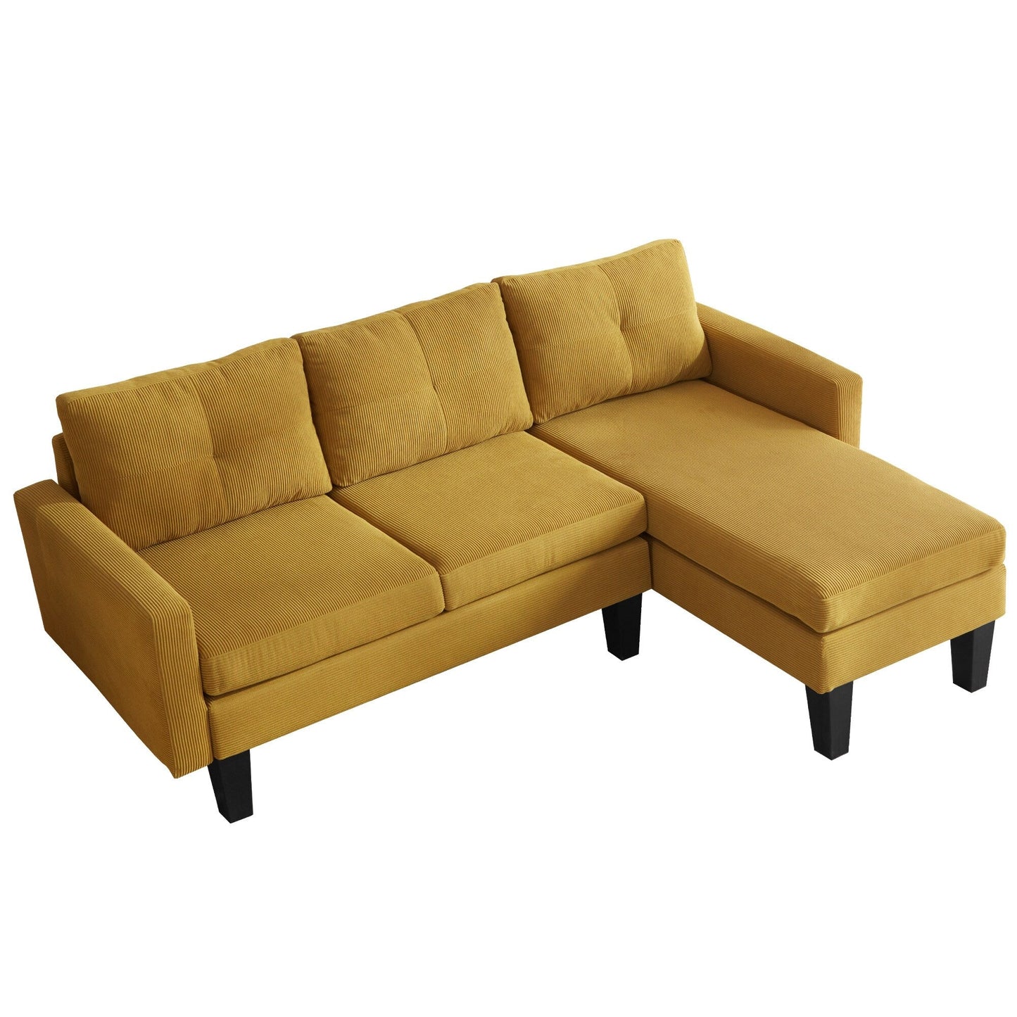 HOOOWOOO Modern L-shaped Corduroy Fabric Chaise Sofa