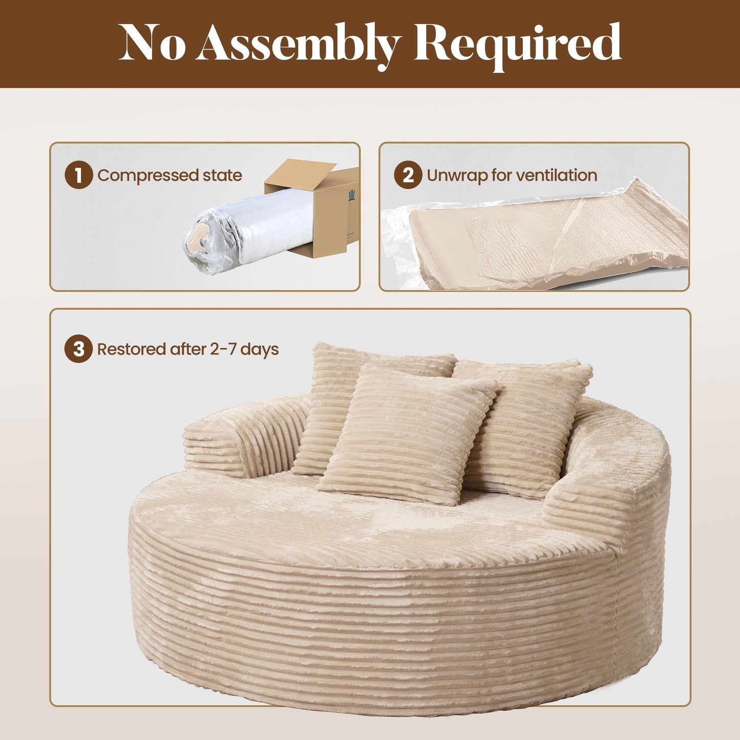 HOOOWOOO Modern Plush Fabric Floor Sofa Couch