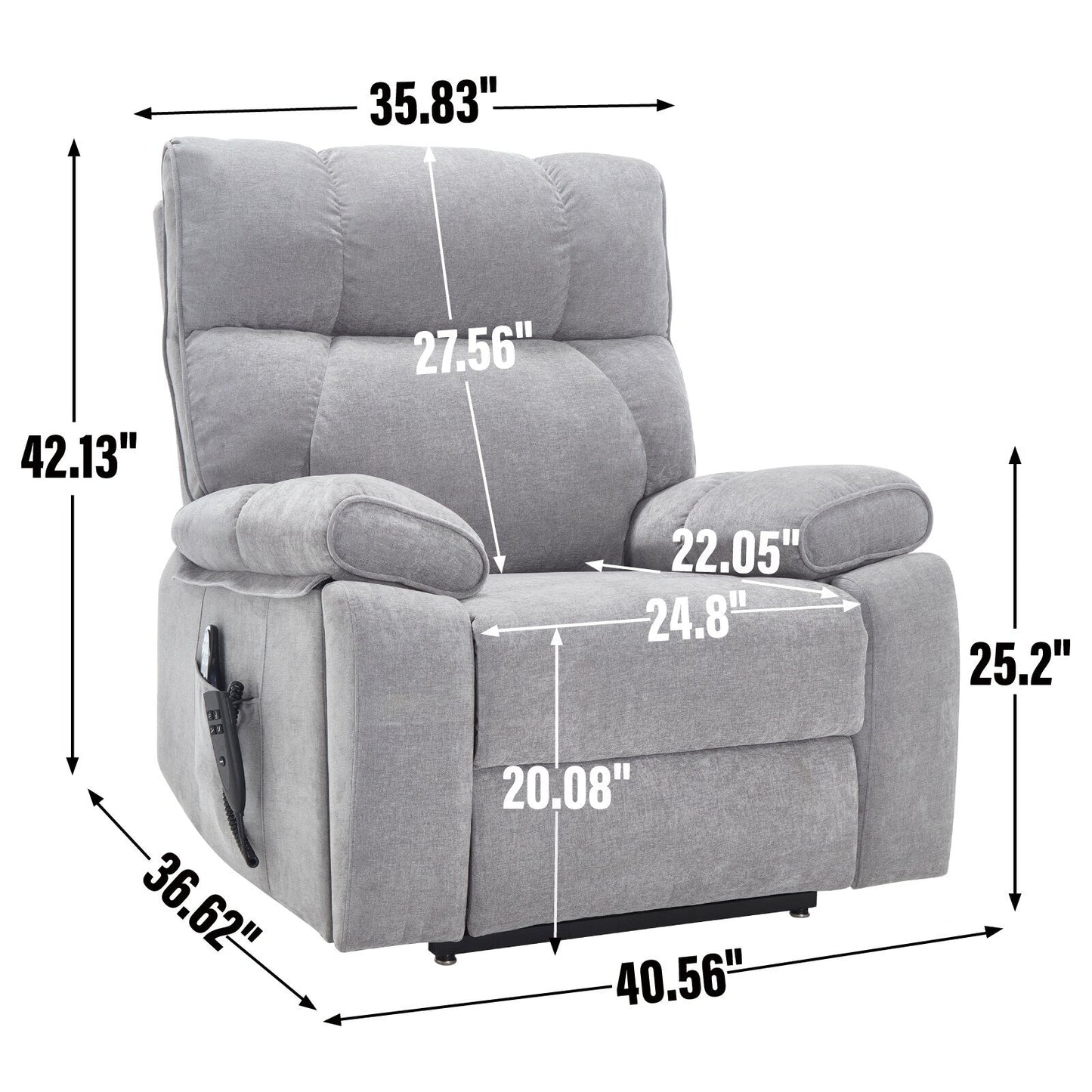 Heat Massage Dual Motor Infinite Position Large Electric Power Lift Recliners with Hidden Cup Holders,Power-Remote,Medium-firm