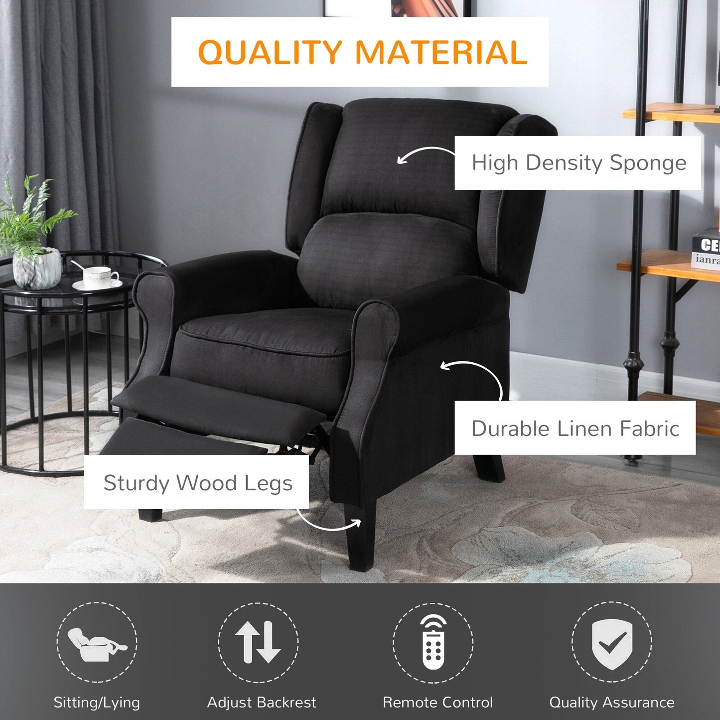 Heated Massage Recliner Chair with Lumbar Heating Remote Controller
