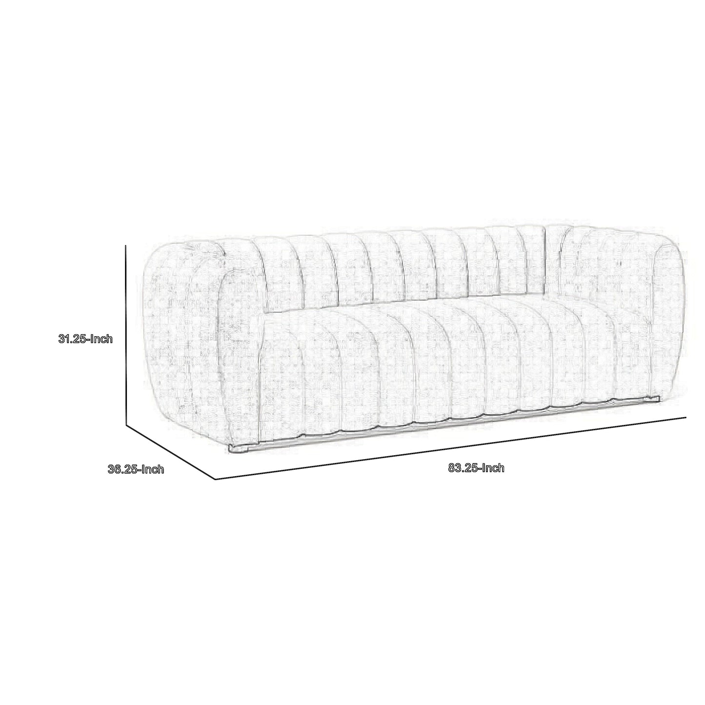 Hery Sofa, 83 Inch, Black Boucle, Vertical Channel Tufted Details