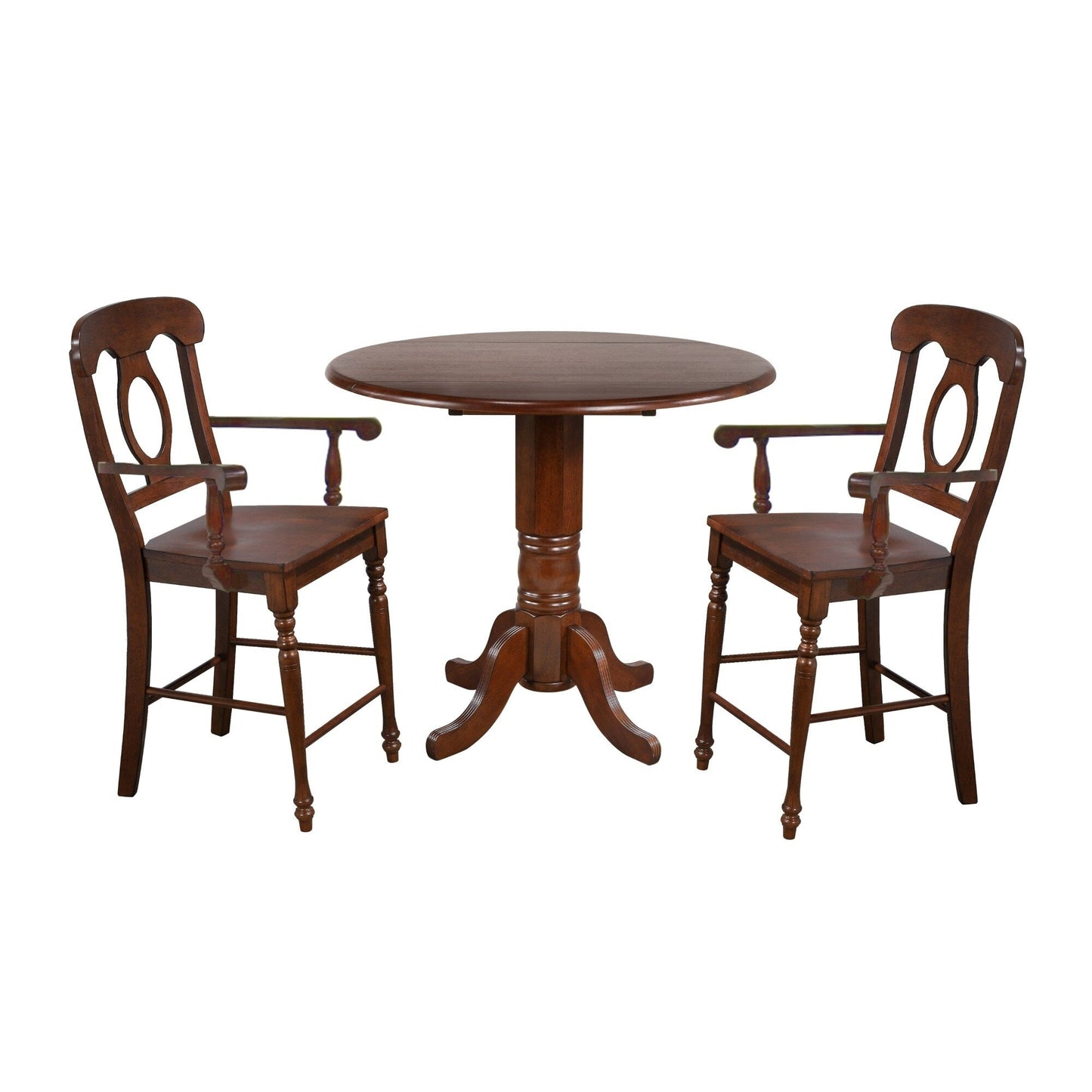 High Back Wooden Bar Stools - 42.5 - Brown - Set of 2