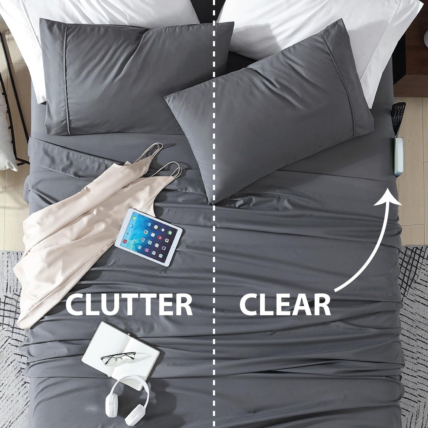 Home Essential Soft Microfiber Smart Sheet Storage Pocket Bedding Sheet Set
