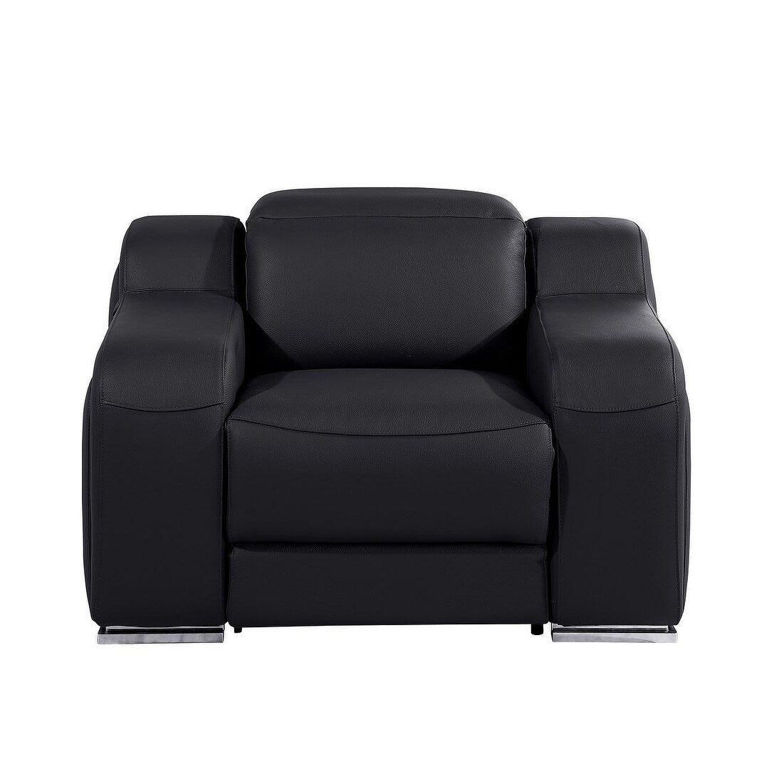 HomeRoots 41 Black Italian Leather Wall Hugger Recliner With USB