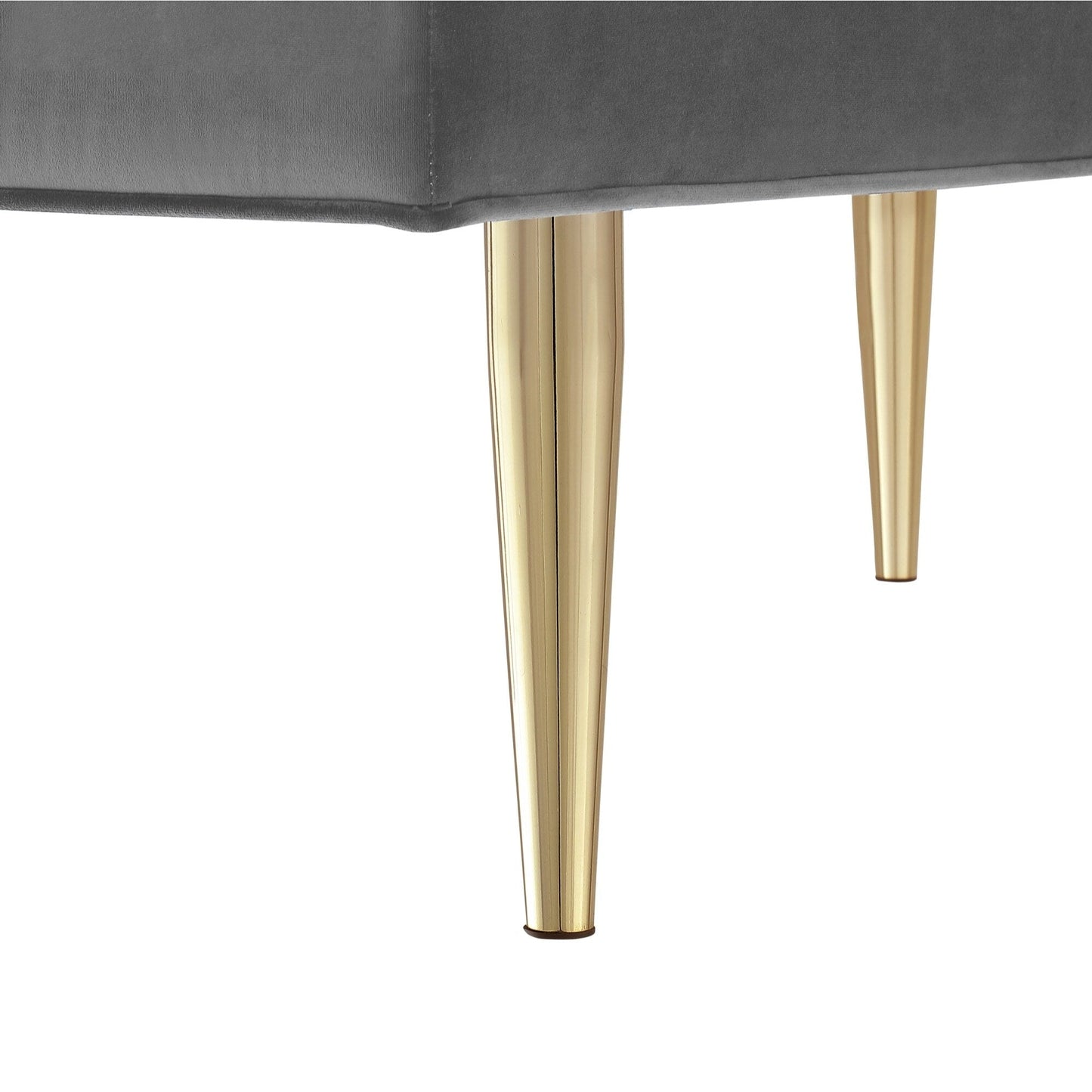 HomeRoots 53 Light Gray And Gold Upholstered Velvet Bench - 22