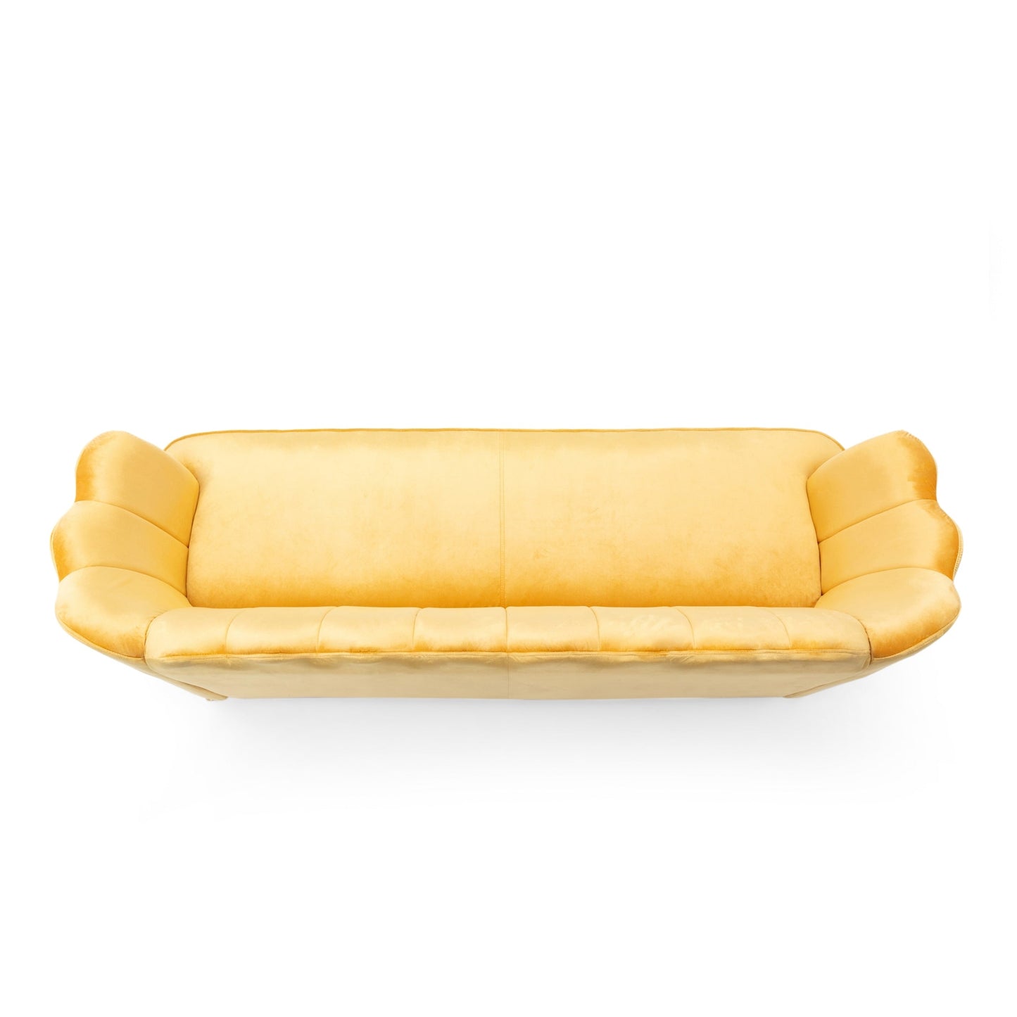 Honey 76.25 Velvet Channel Stitching 3-seater Sofa with Metal Legs for Living Room