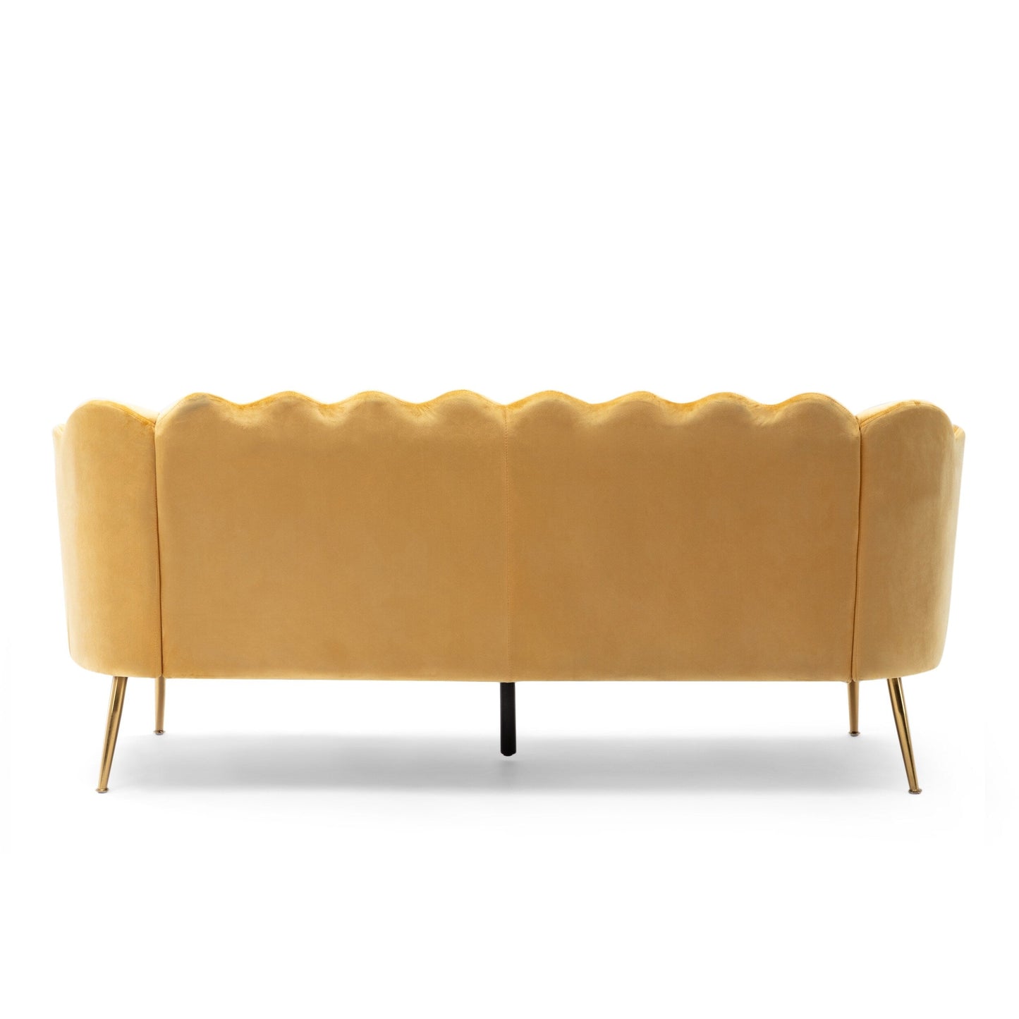 Honey 76.25 Velvet Channel Stitching 3-seater Sofa with Metal Legs for Living Room