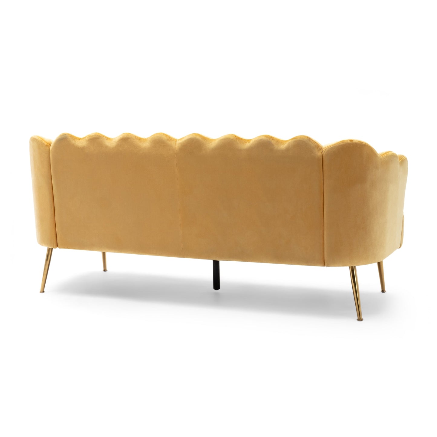 Honey 76.25 Velvet Channel Stitching 3-seater Sofa with Metal Legs for Living Room