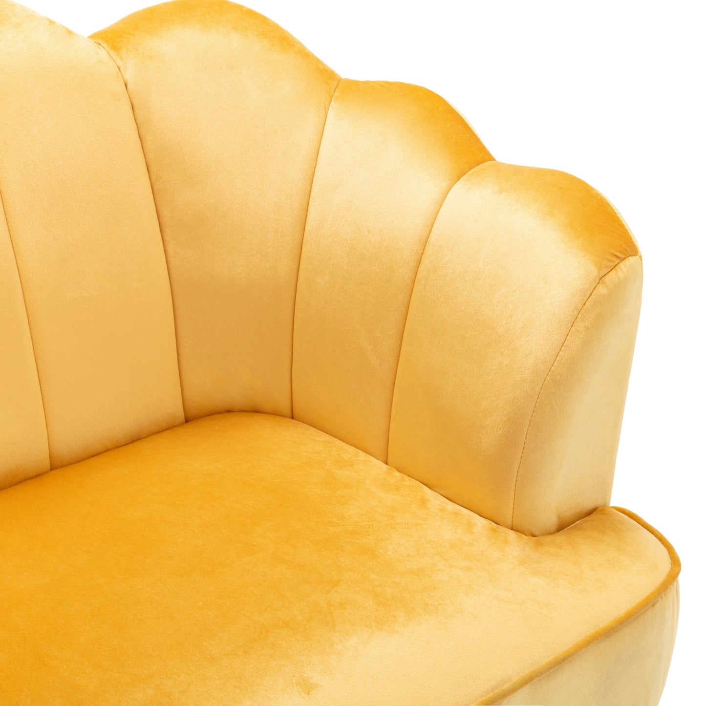Honey 76.25 Velvet Channel Stitching 3-seater Sofa with Metal Legs for Living Room