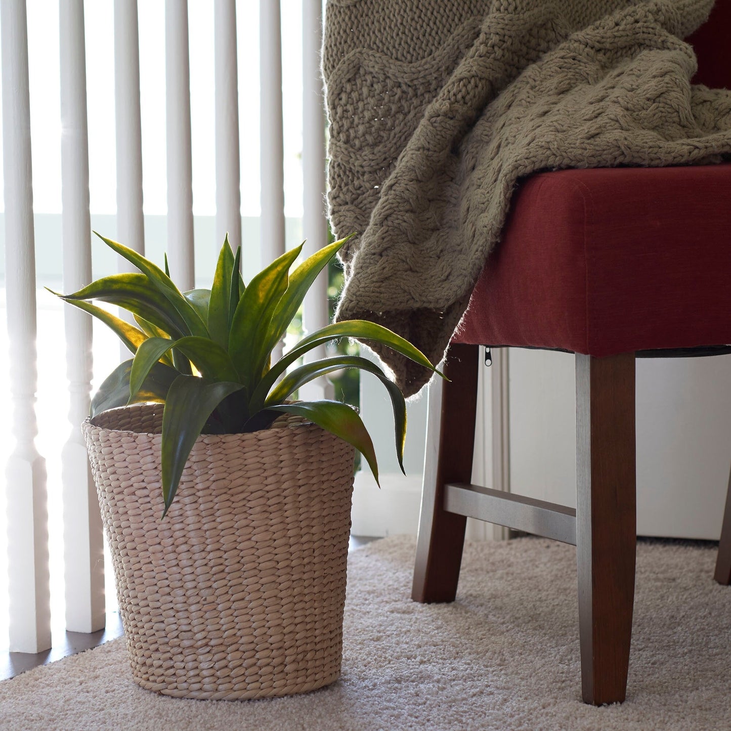 Household Essentials Cattail and Paper Cream Waste Basket