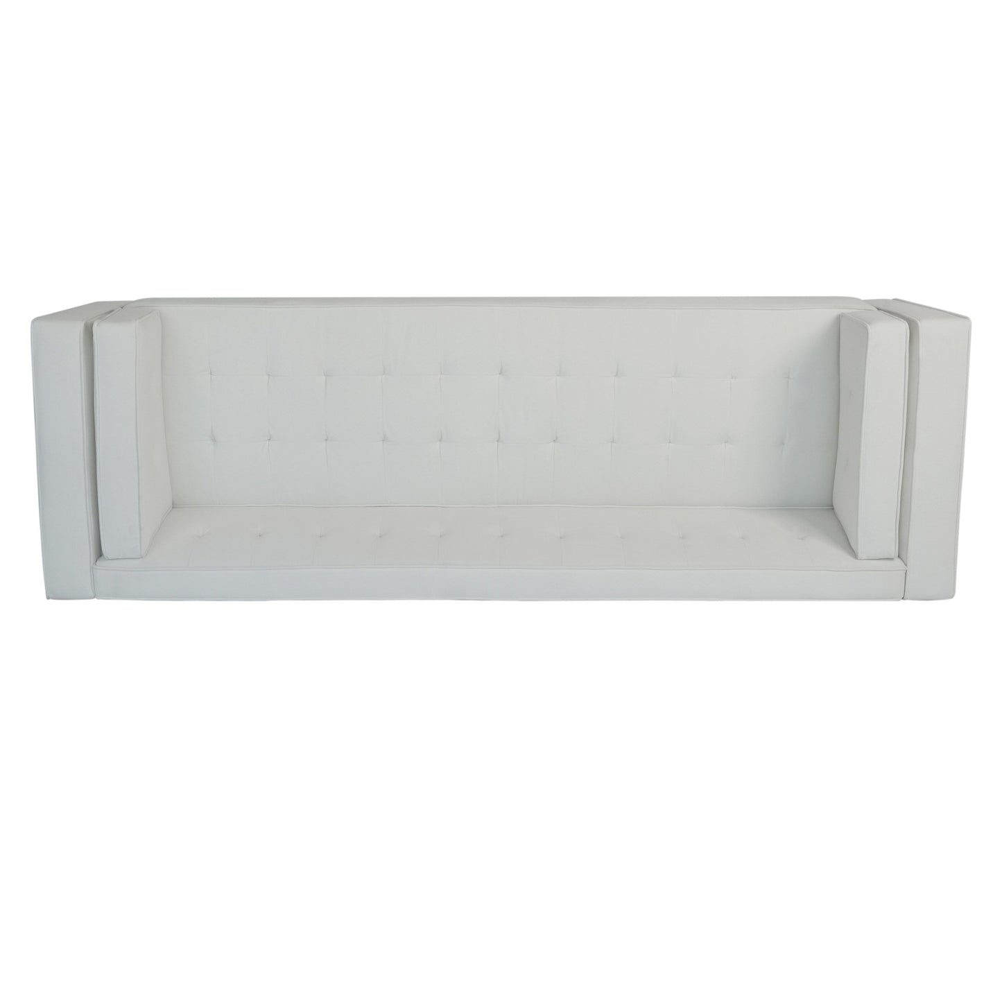 Ivory Velvet Button Tufted 3-seater Sofa with Hardwood Frame
