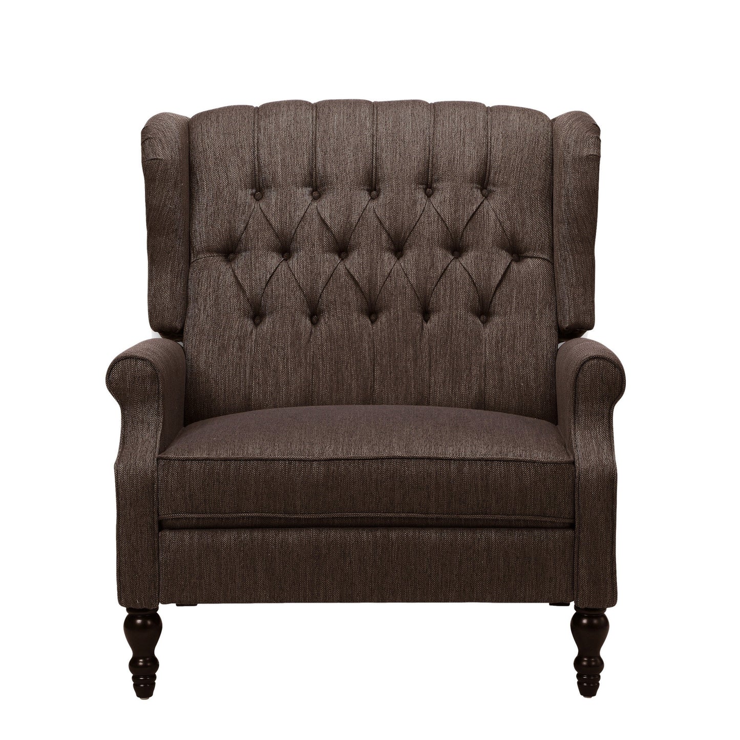 Jade Oversize Wide Chair Manual Recliner, Wingback, Brown Tufted