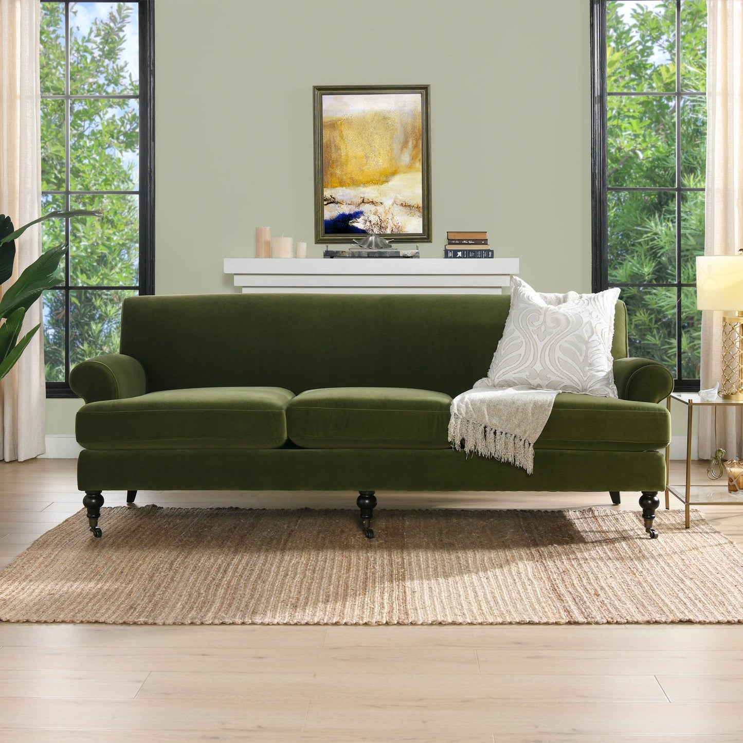 Alana Lawson 88 Inch Living Room Sofa â?Three Cushion Couch with Rolled Arms and Tight Back â?Minimal Assembly Required