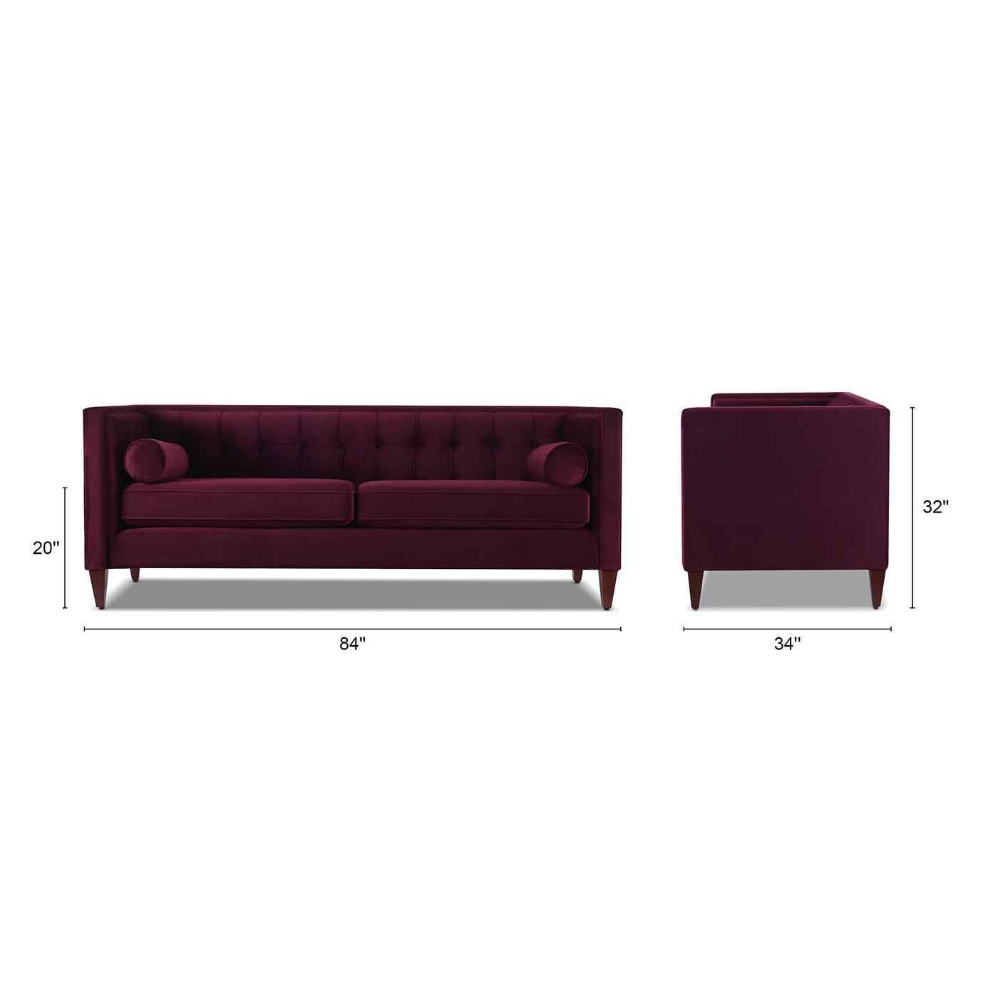 Jack 84 Modern Upholstered Tufted Tuxedo Sofa