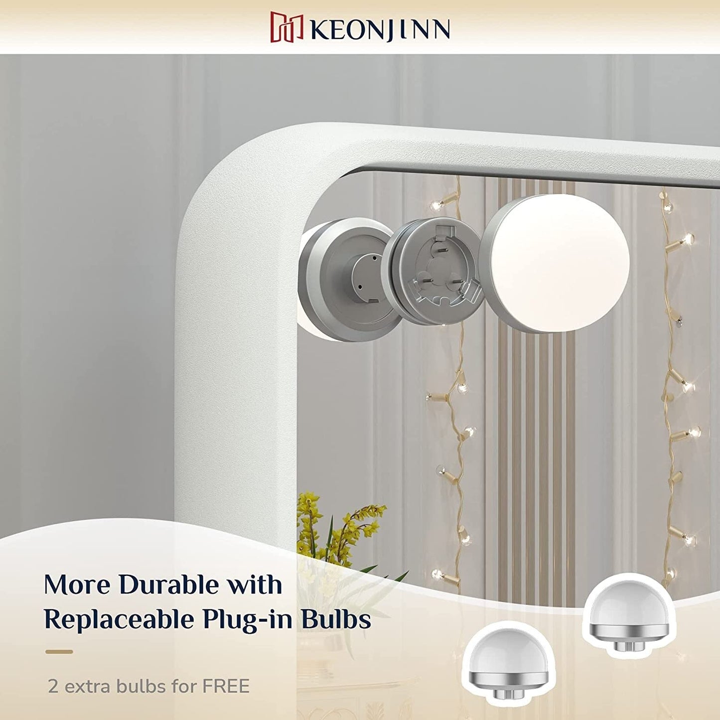 Keonjinn LED Makeup Hollywood Vanity Mirror with 15/18 LED Lights