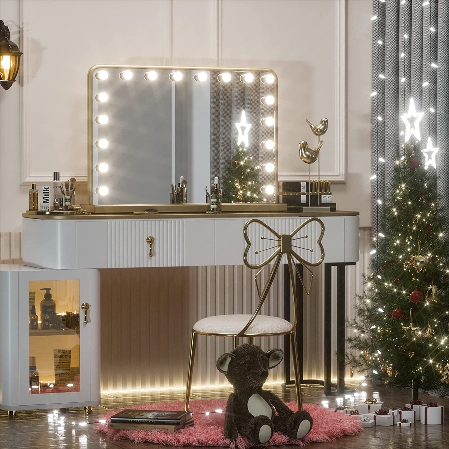 Keonjinn LED Makeup Hollywood Vanity Mirror with 15/18 LED Lights