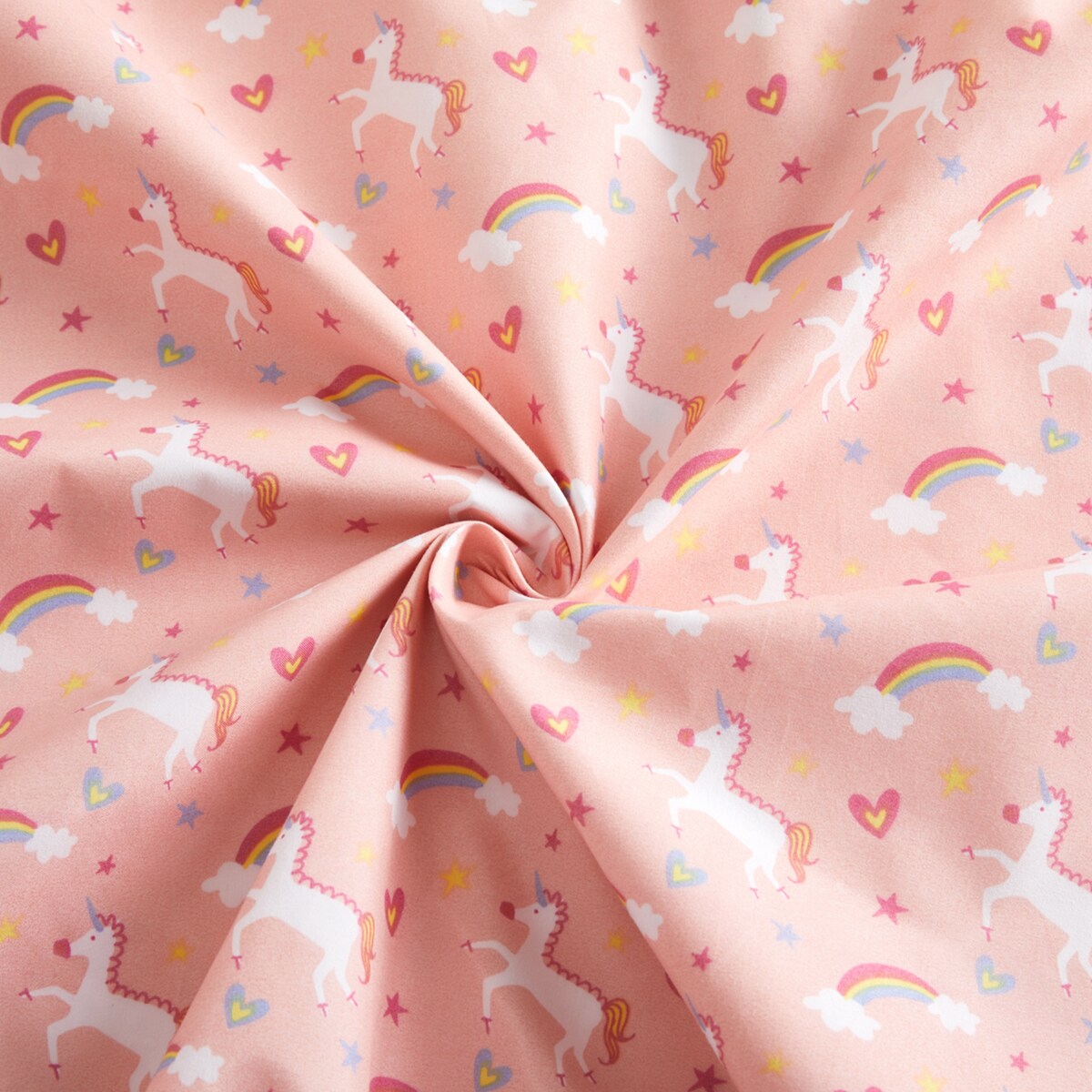 Kids Girls Printed 600 Thread Count Soft Deep Pocket Cotton Blend Percale All Season Bedding Sheet Set, Pink Unicorn Rainbow
