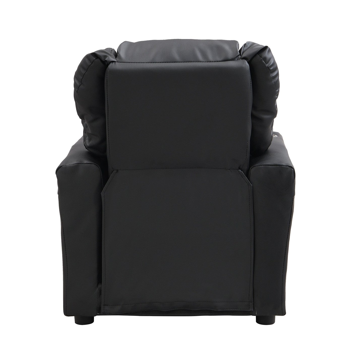 Kids Recliner Chair Black PVC Durable Toddler Chair with Cup Holder Ergonomic Design Easy Assembly 150 lbs Capacity