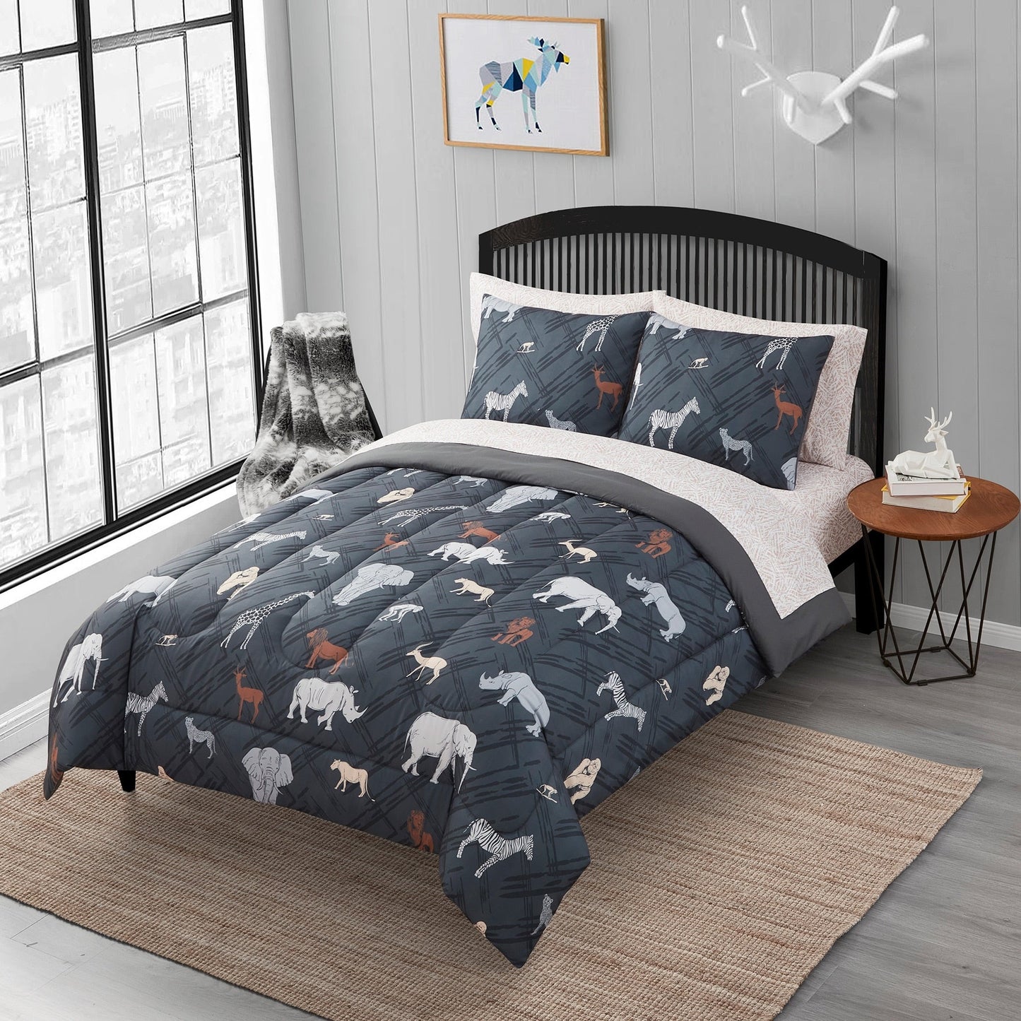 Kids Safari Bed in a Bag Comforter, Sham & Sheet Set