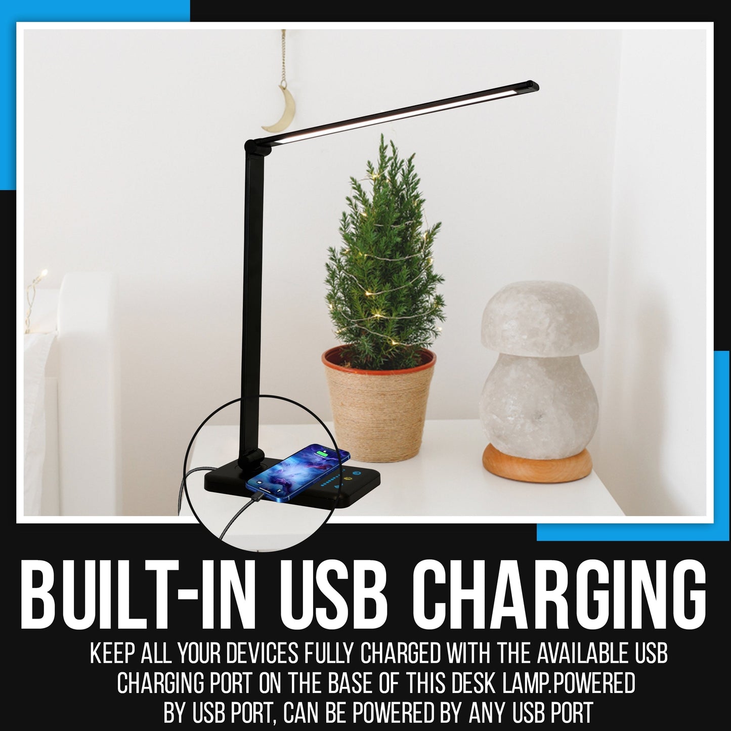 LED Desk Lamp with USB Charging Port, Smooth Touch Light Dimmer Switch with Adjustable Light Color Temperature Automatic