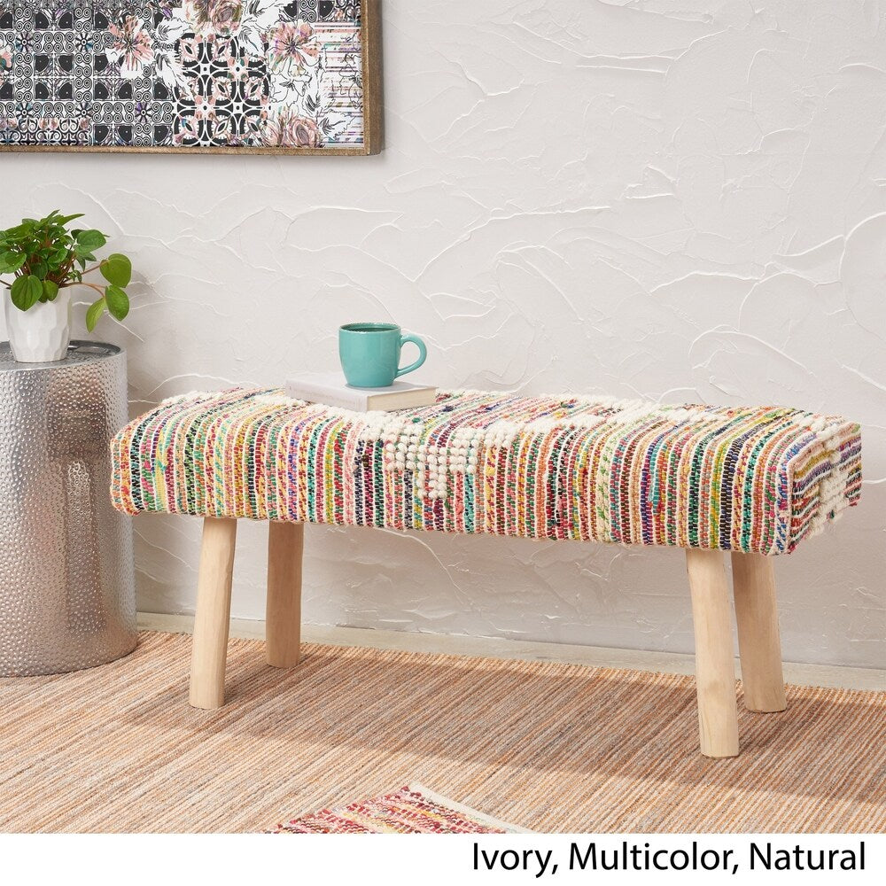 Laveta Handcrafted Boho Fabric Rectangular Bench by Christopher Knight Home