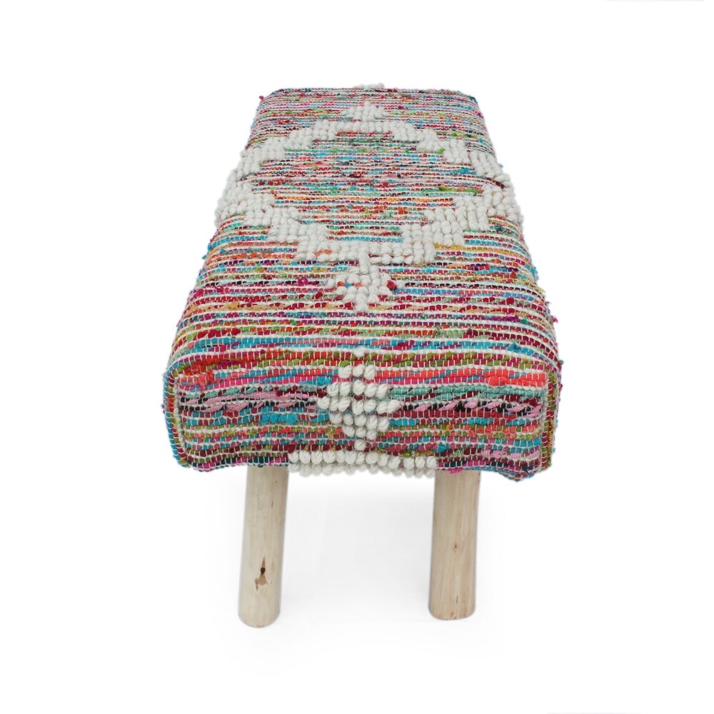 Laveta Handcrafted Boho Fabric Rectangular Bench by Christopher Knight Home