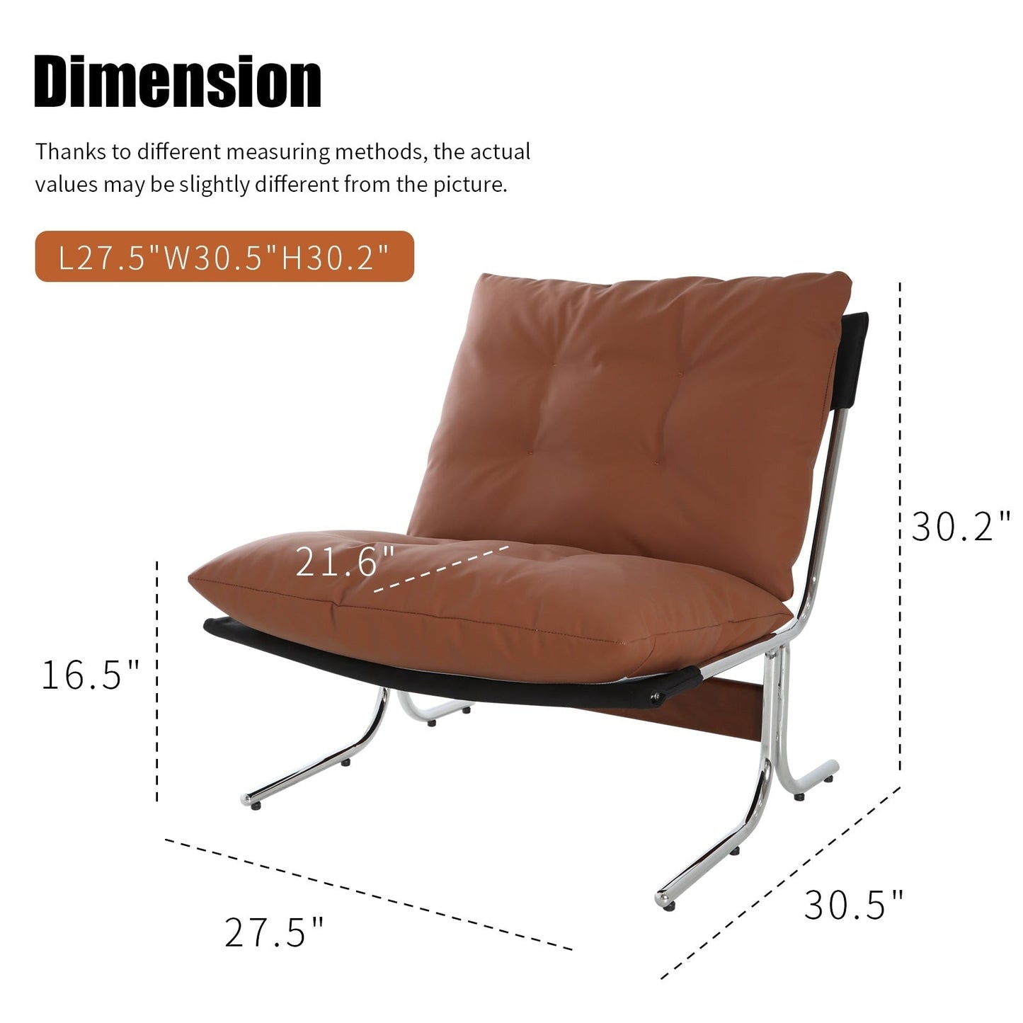 Leather Armchair, Modern Accent Chair High Back, Living Room Chairs with Metal Legs and Soft Padded, Sofa Chairs