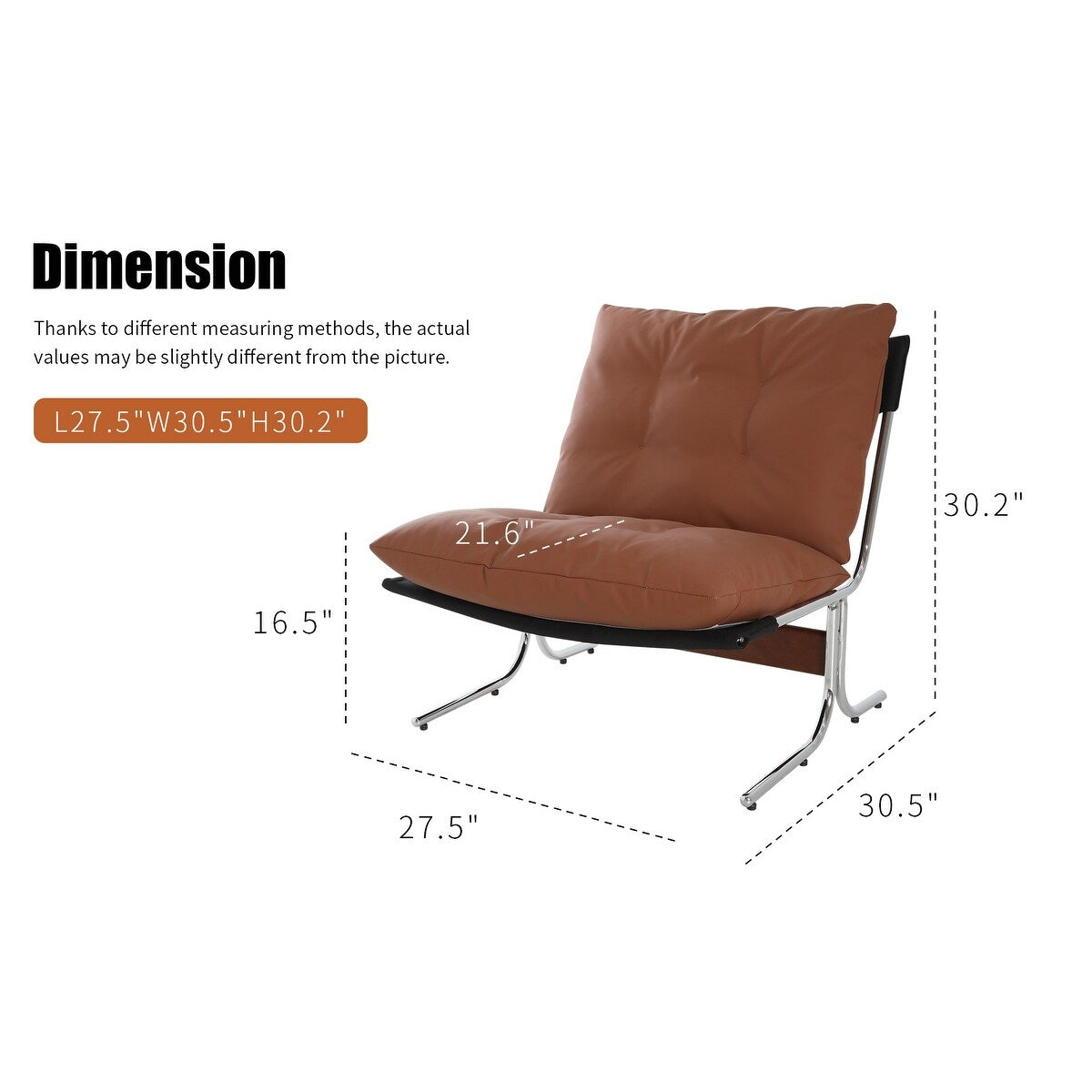 Leather Armchair, Modern Accent Chair High Back, Living Room Chairs with Metal Legs and Soft Padded, Sofa Chairs