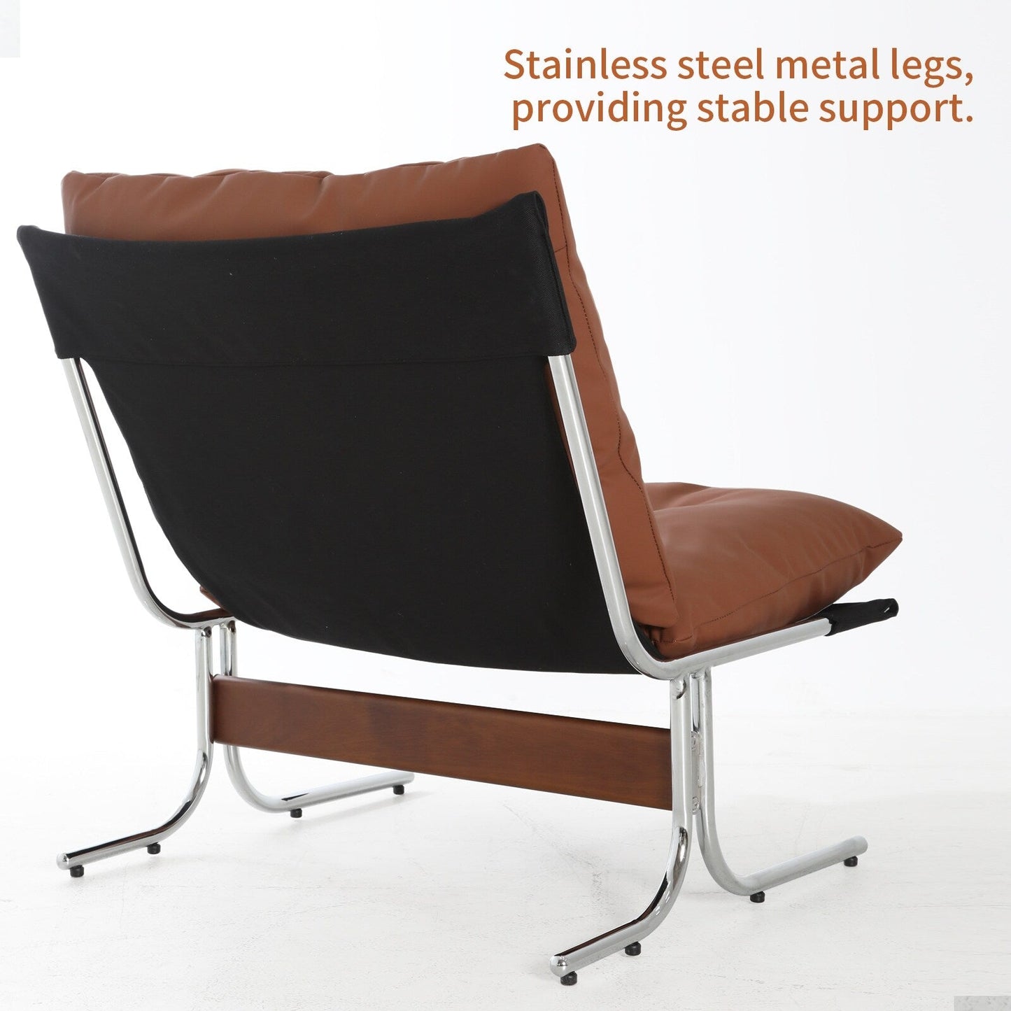 Leather Armchair, Modern Accent Chair High Back, Living Room Chairs with Metal Legs and Soft Padded, Sofa Chairs