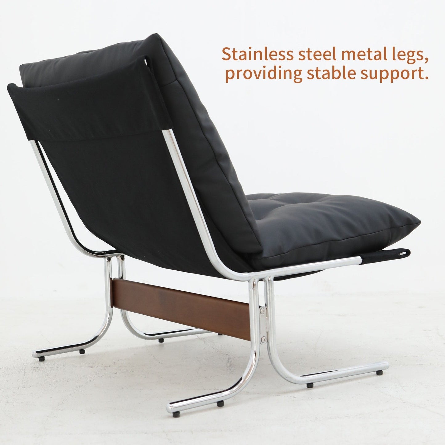 Leather Armchair, Modern Accent Chair High Back, Living Room Chairs with Metal Legs and Soft Padded, Sofa Chairs