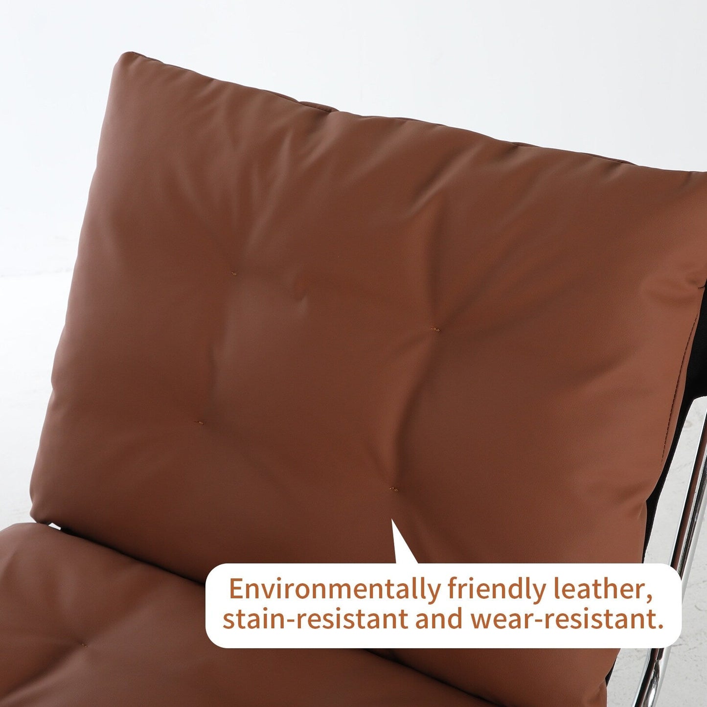 Leather Armchair, Modern Accent Chair High Back, Living Room Chairs with Metal Legs and Soft Padded, Sofa Chairs