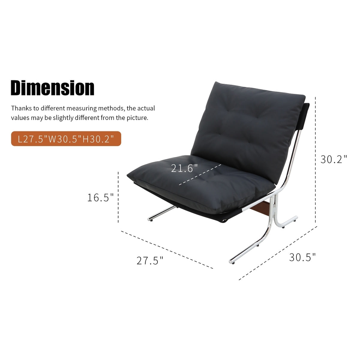 Leather Armchair, Modern Accent Chair High Back, Living Room Chairs with Metal Legs and Soft Padded, Sofa Chairs