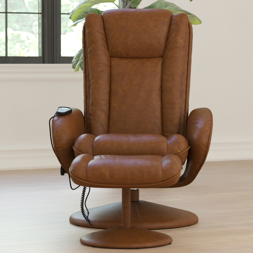LeatherSoft Massaging Multi-Position Recliner w/Ottoman