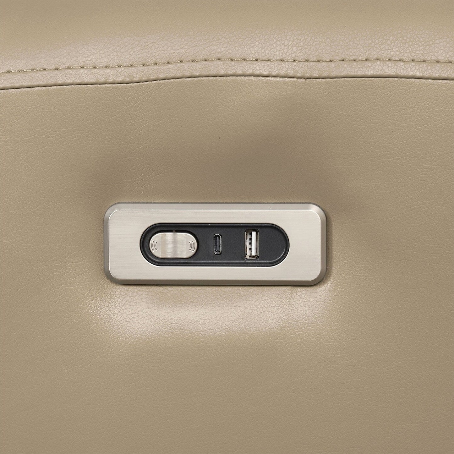 Leatherette Upholstered Power Sofa with USB Charging Ports