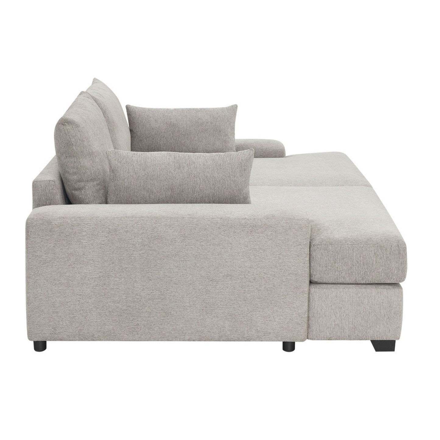 Leena Oversized Sleeper Sofa with 2 Throw Pillow, Gray Fabric 88 Inch