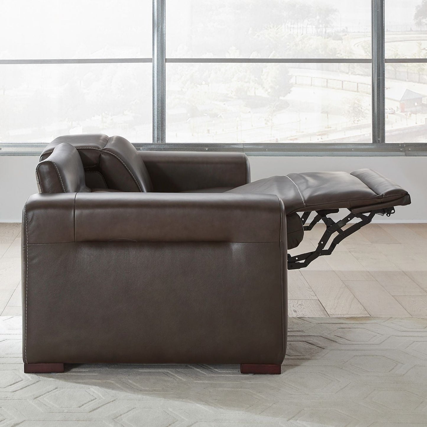 Liberty Furniture Deacon Power Reclining Sofa Charcoal Leather - Width 88 x Depth 41 x Height 31