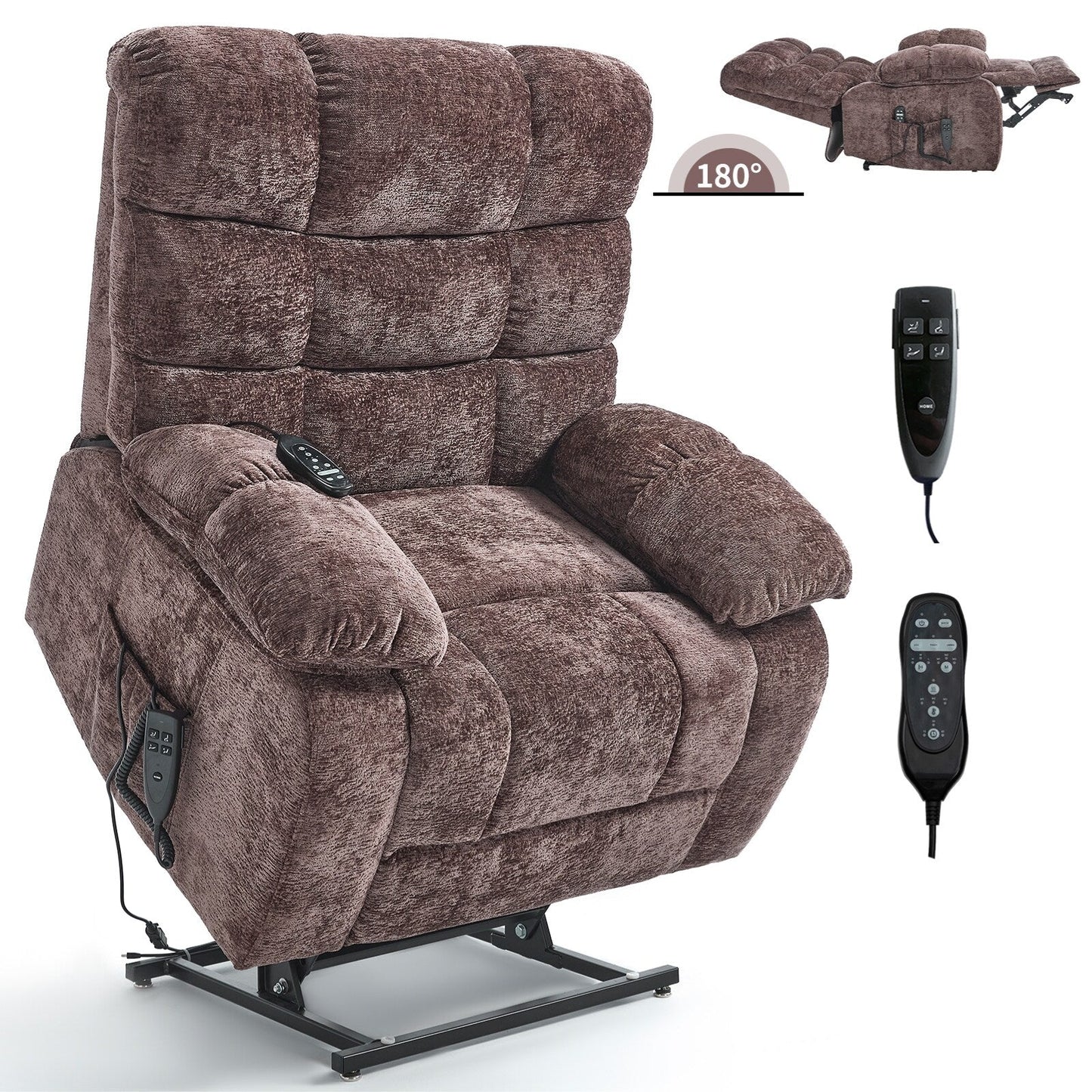 Lift Recliner Chair Heat Massage Dual Motor Infinite Position Up to 350 LBS Large Electric Power Lift Recliners