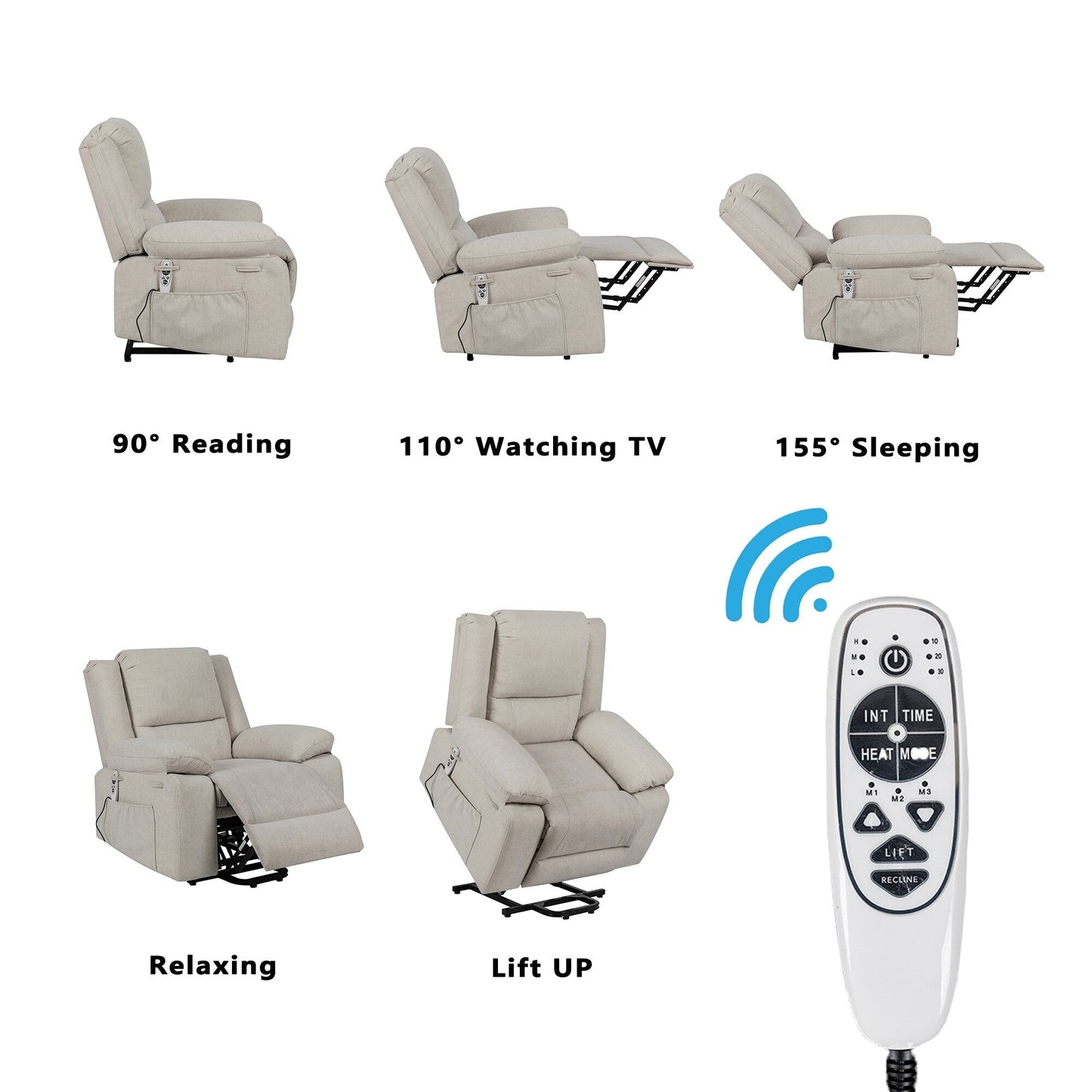 Lift Recliner Chair with Massage/Heat - 300lb Capacity? 8-Point Vibration, Zero Gravity Position and Remote Contro